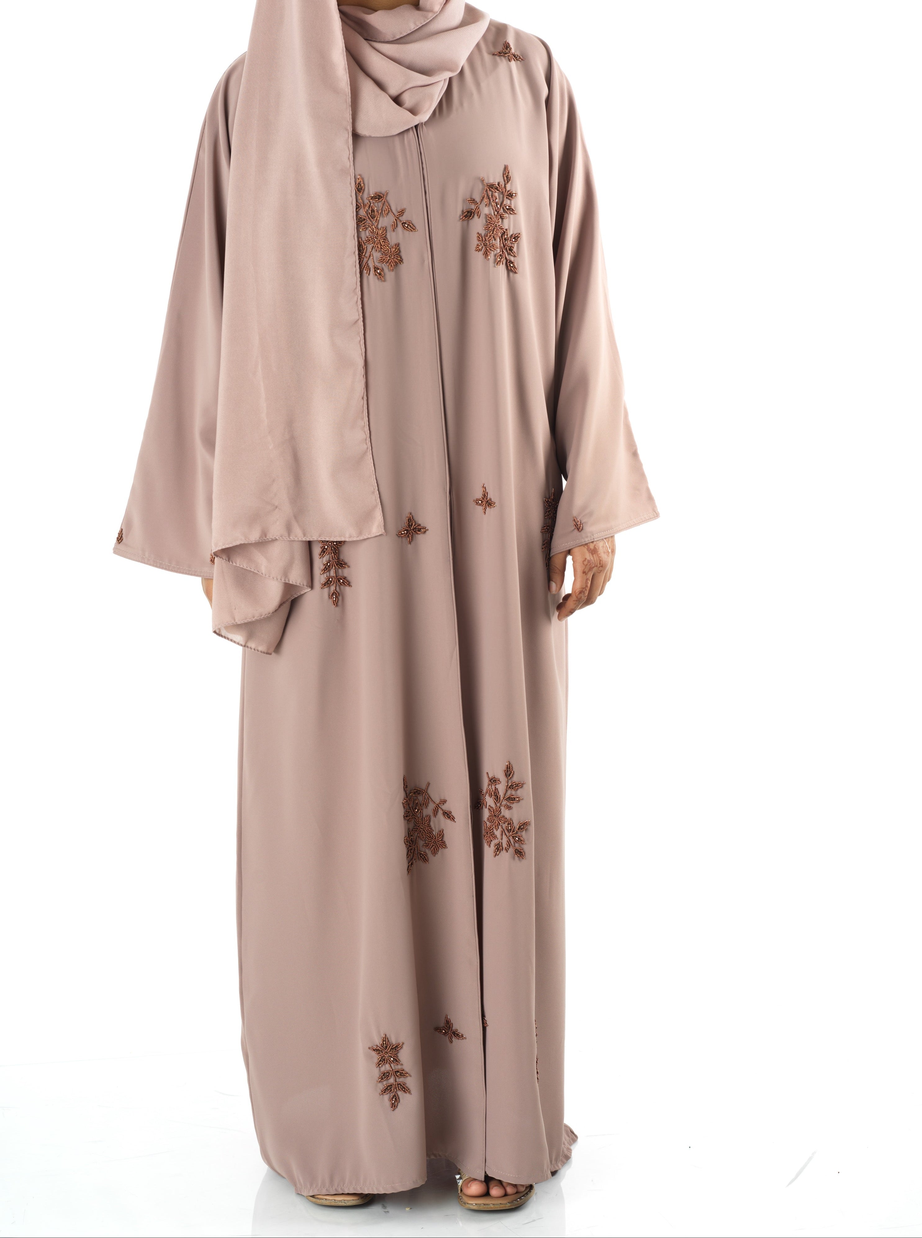 The copper blush Dubai abaya set — modest abaya | Kabayare Fashion