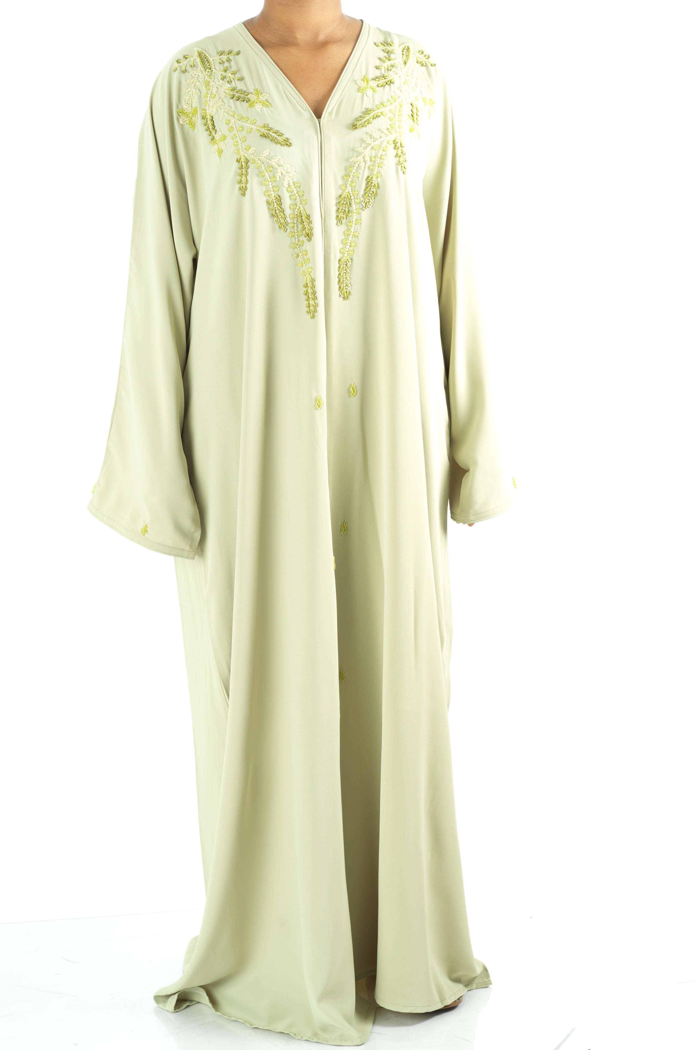 Pretty Sage Dubai abaya set — modest abaya | Kabayare Fashion