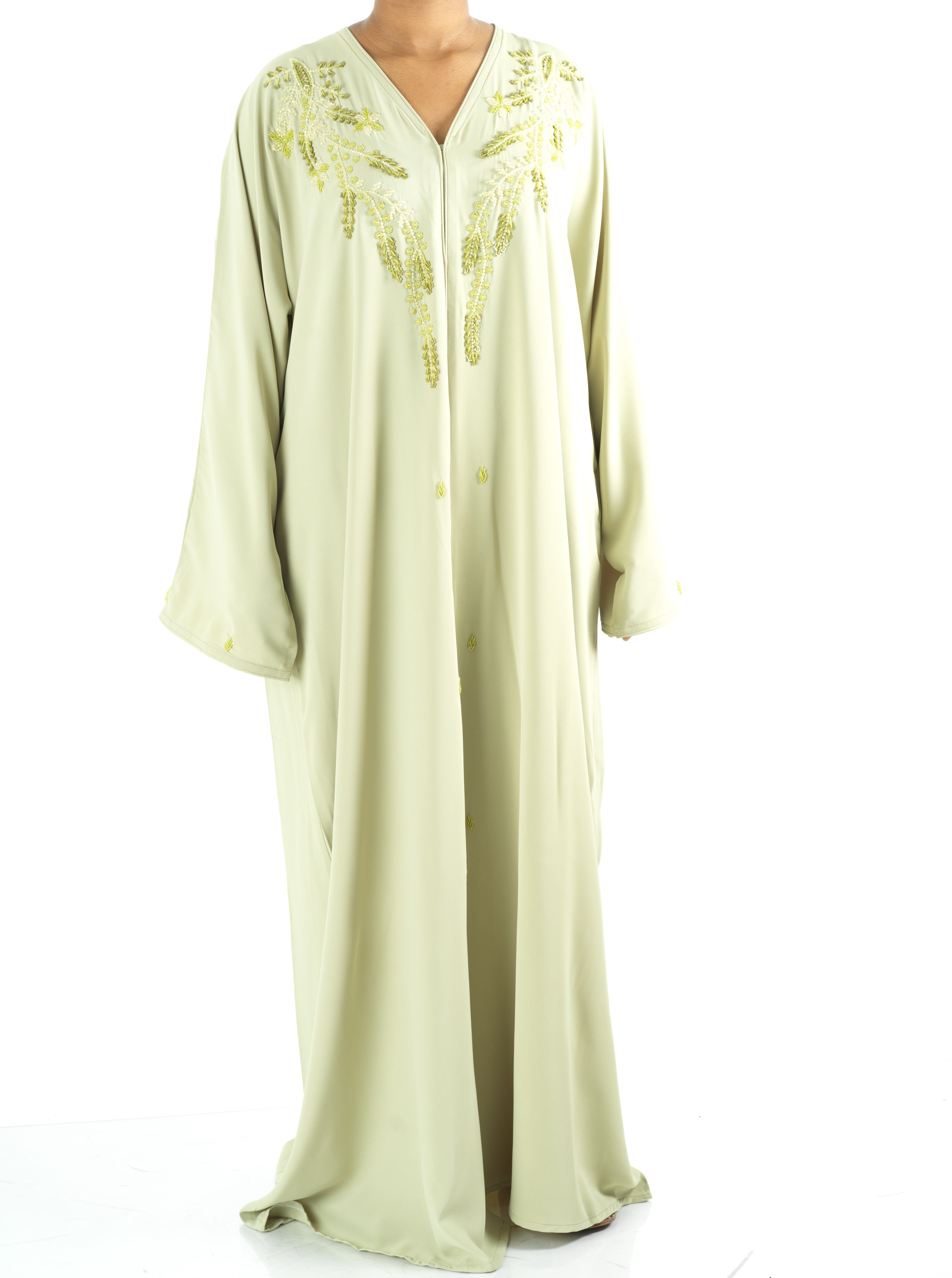 Pretty Sage Dubai abaya set — modest abaya | Kabayare Fashion