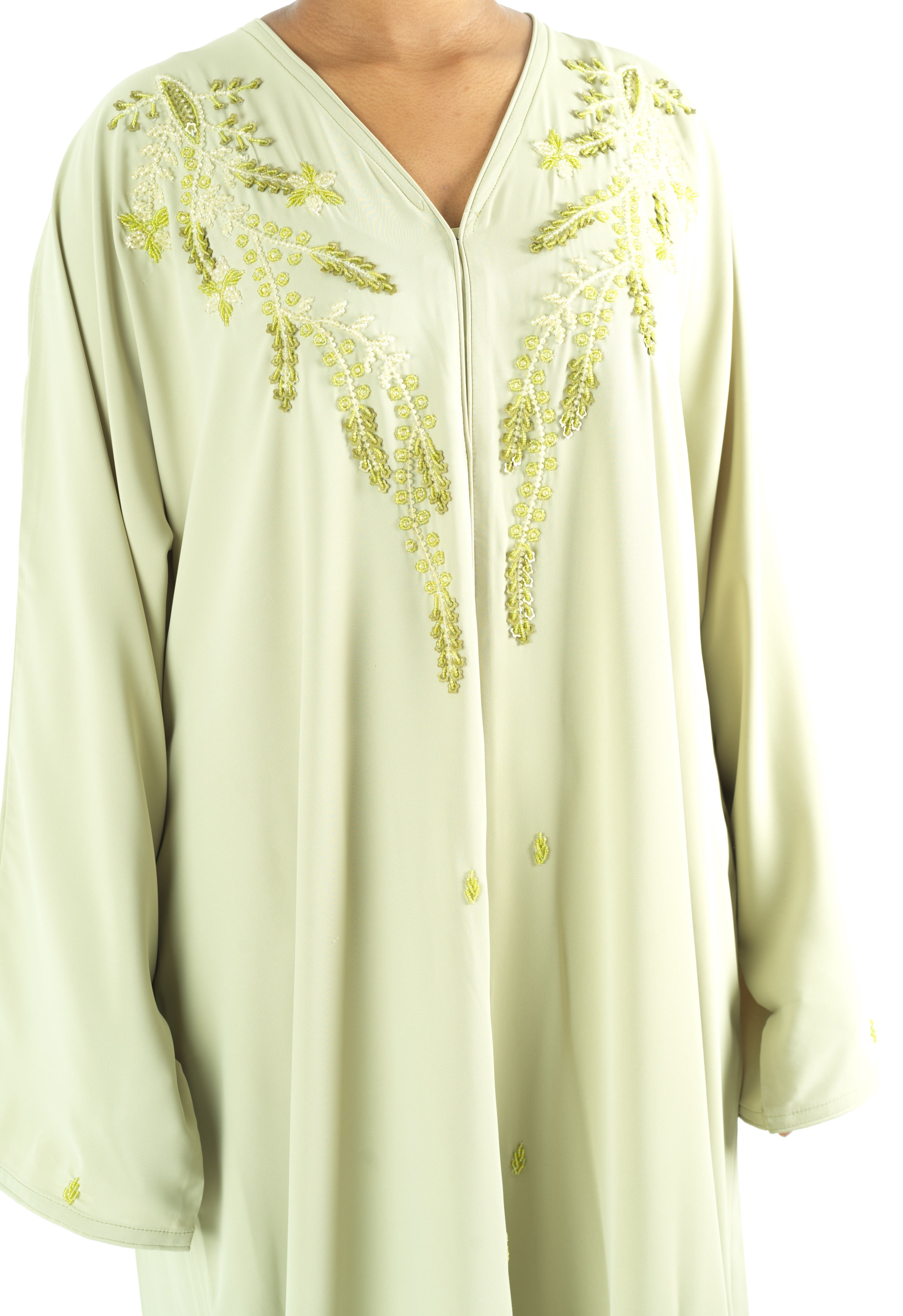 Pretty Sage Dubai abaya set — modest abaya | Kabayare Fashion