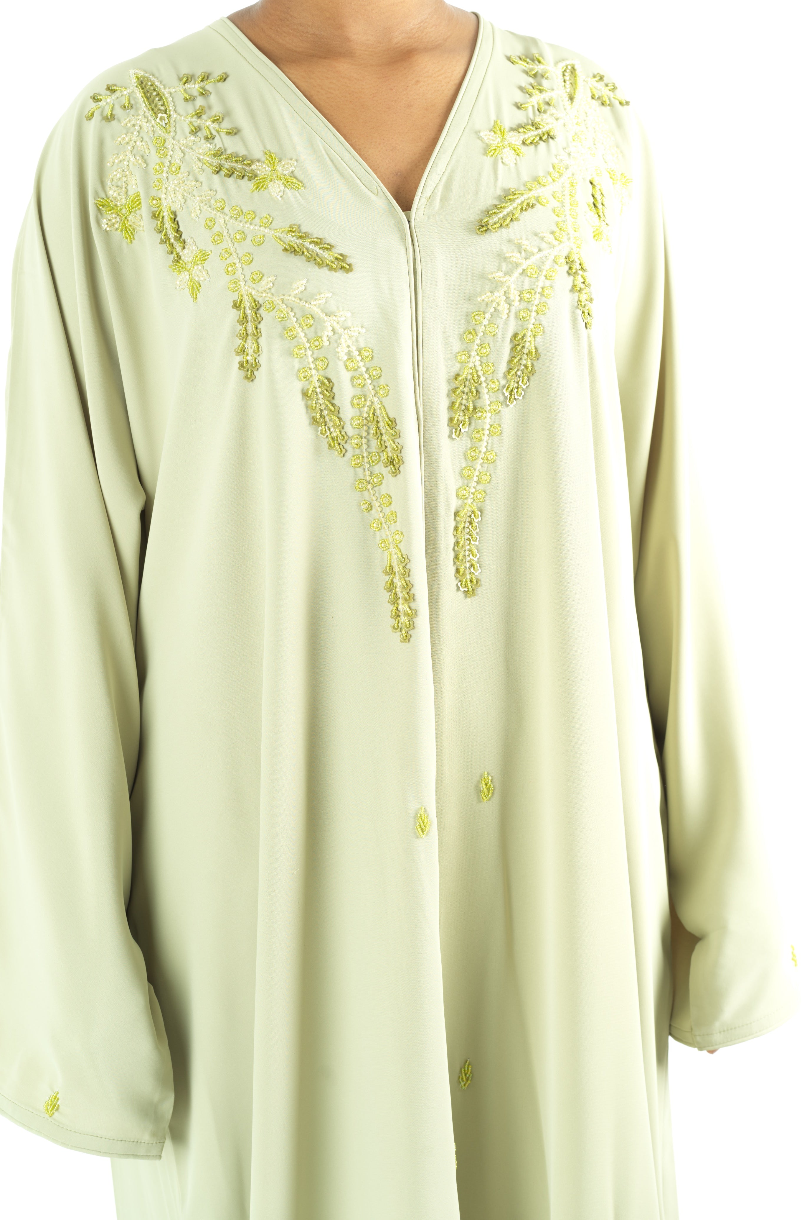 Pretty Sage Dubai abaya set — modest abaya | Kabayare Fashion