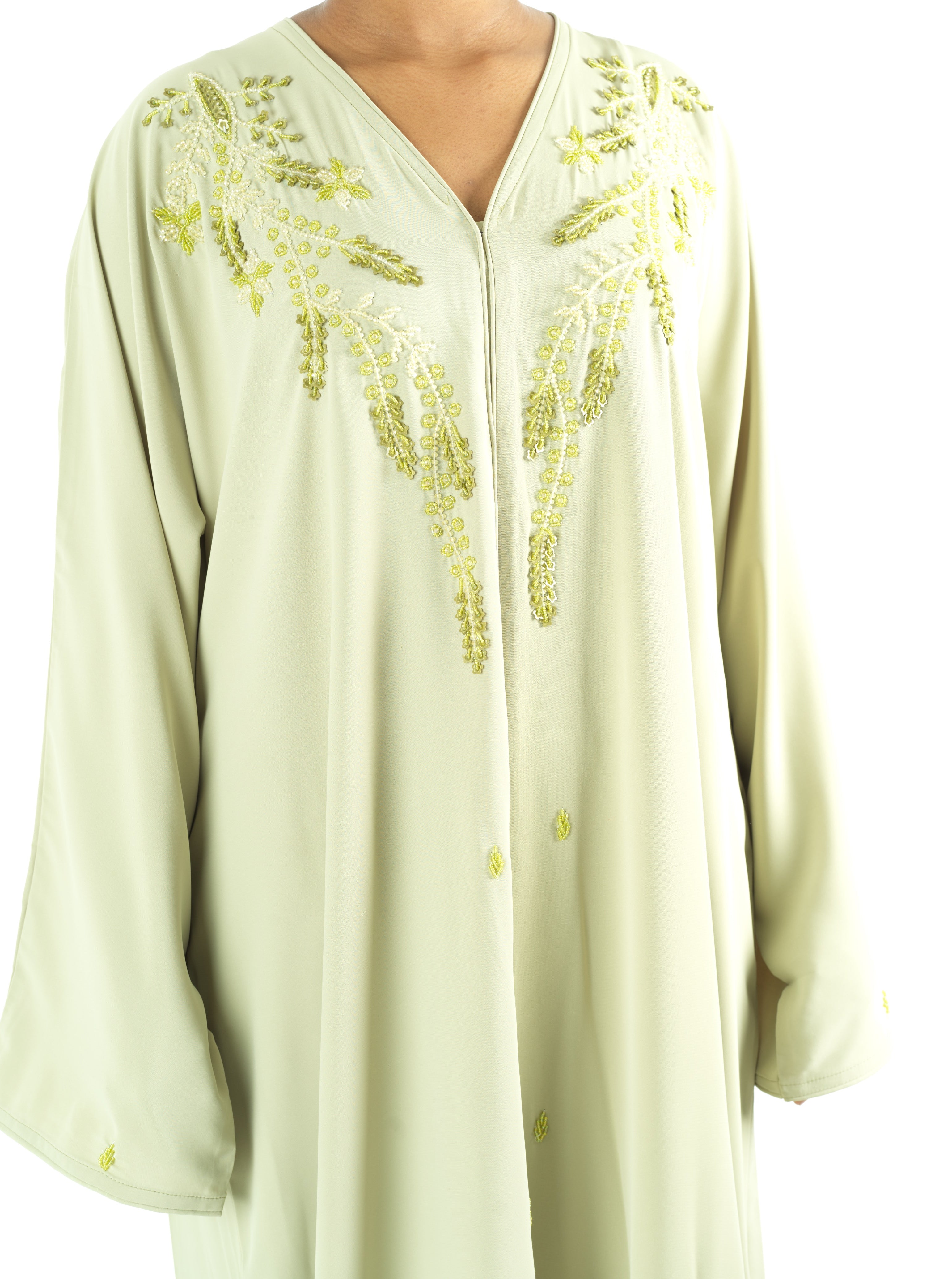Pretty Sage Dubai abaya set — modest abaya | Kabayare Fashion