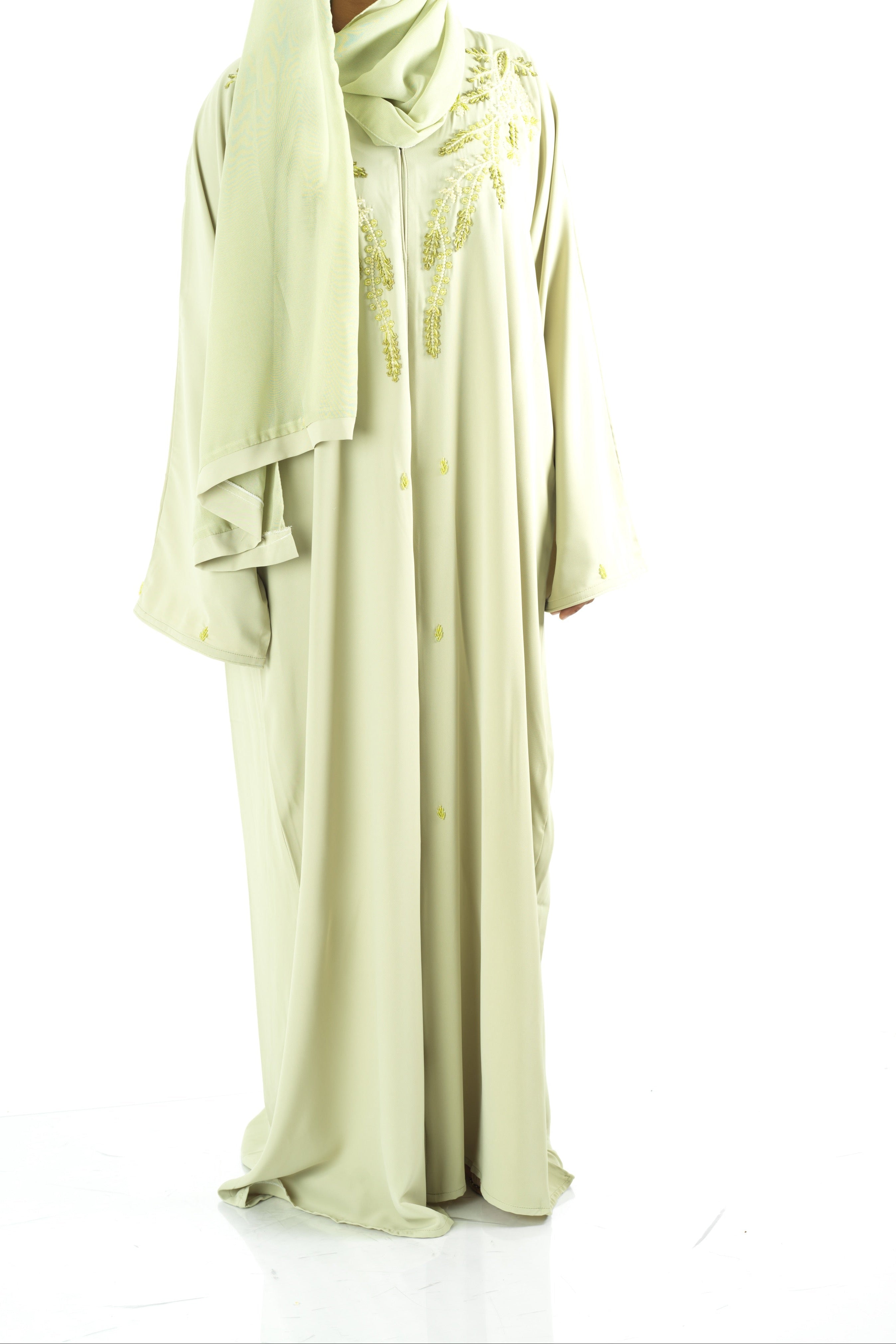 Pretty Sage Dubai abaya set — modest abaya | Kabayare Fashion