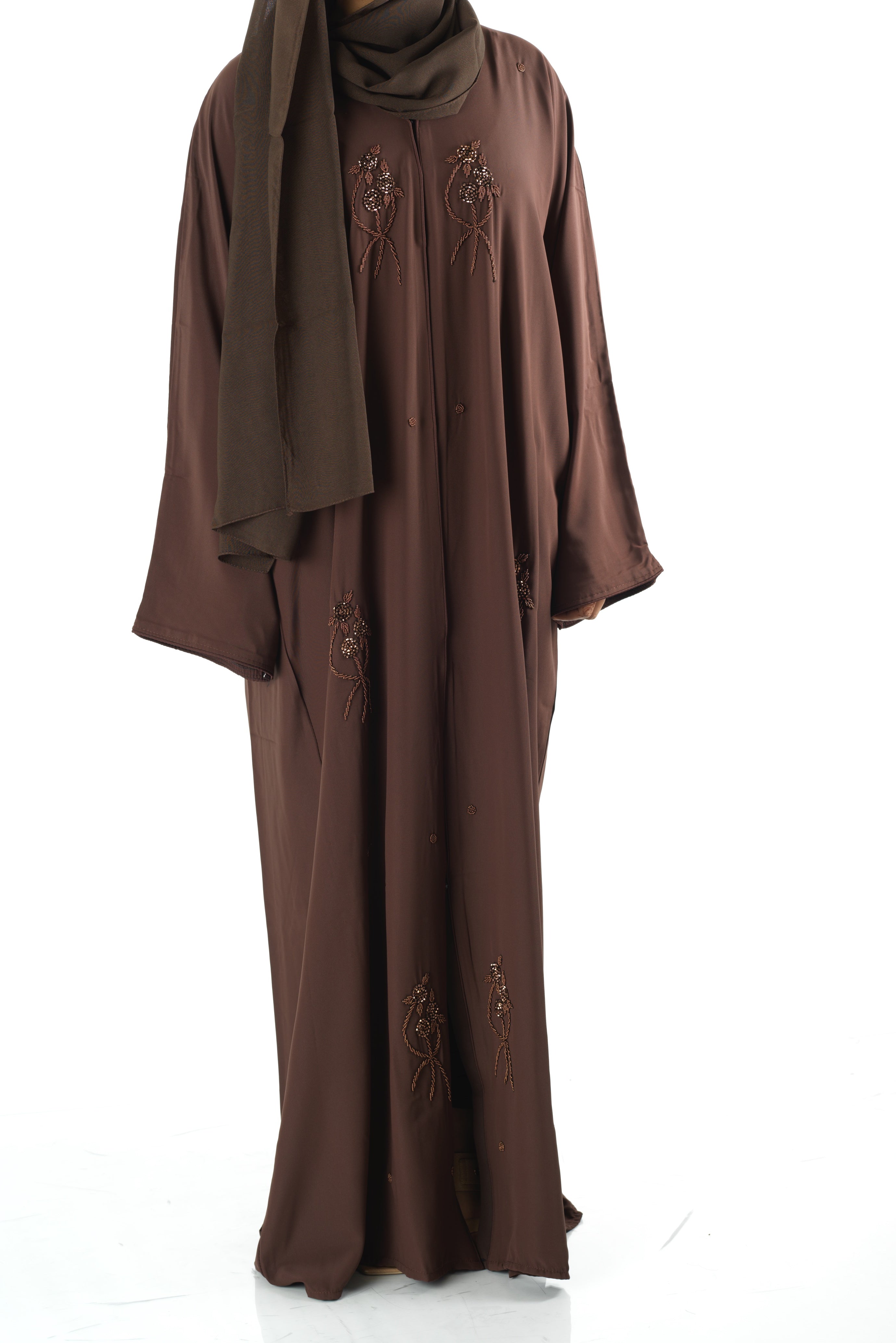 Elegant Brown Sugar Dubai abaya set — modest abaya | Kabayare Fashion
