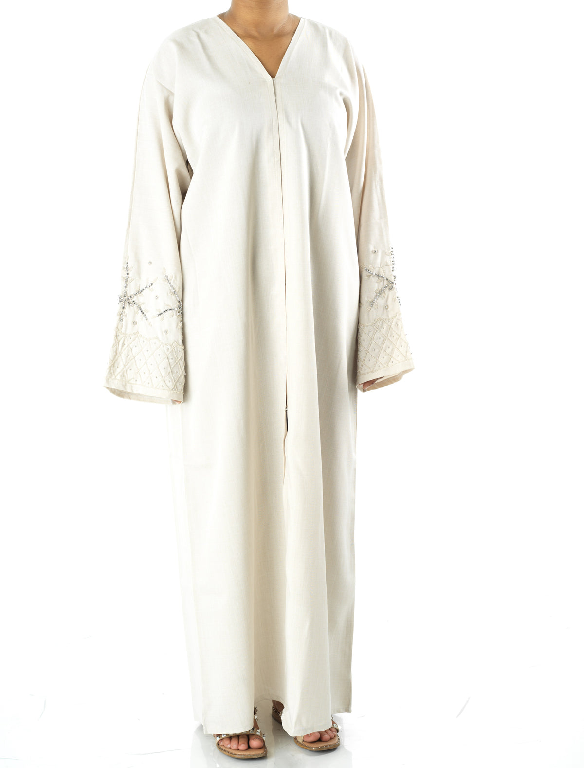 Elegant Beige Sleeve Abaya Maxi Dress with Matching Scarf — modest abaya | Kabayare Fashion