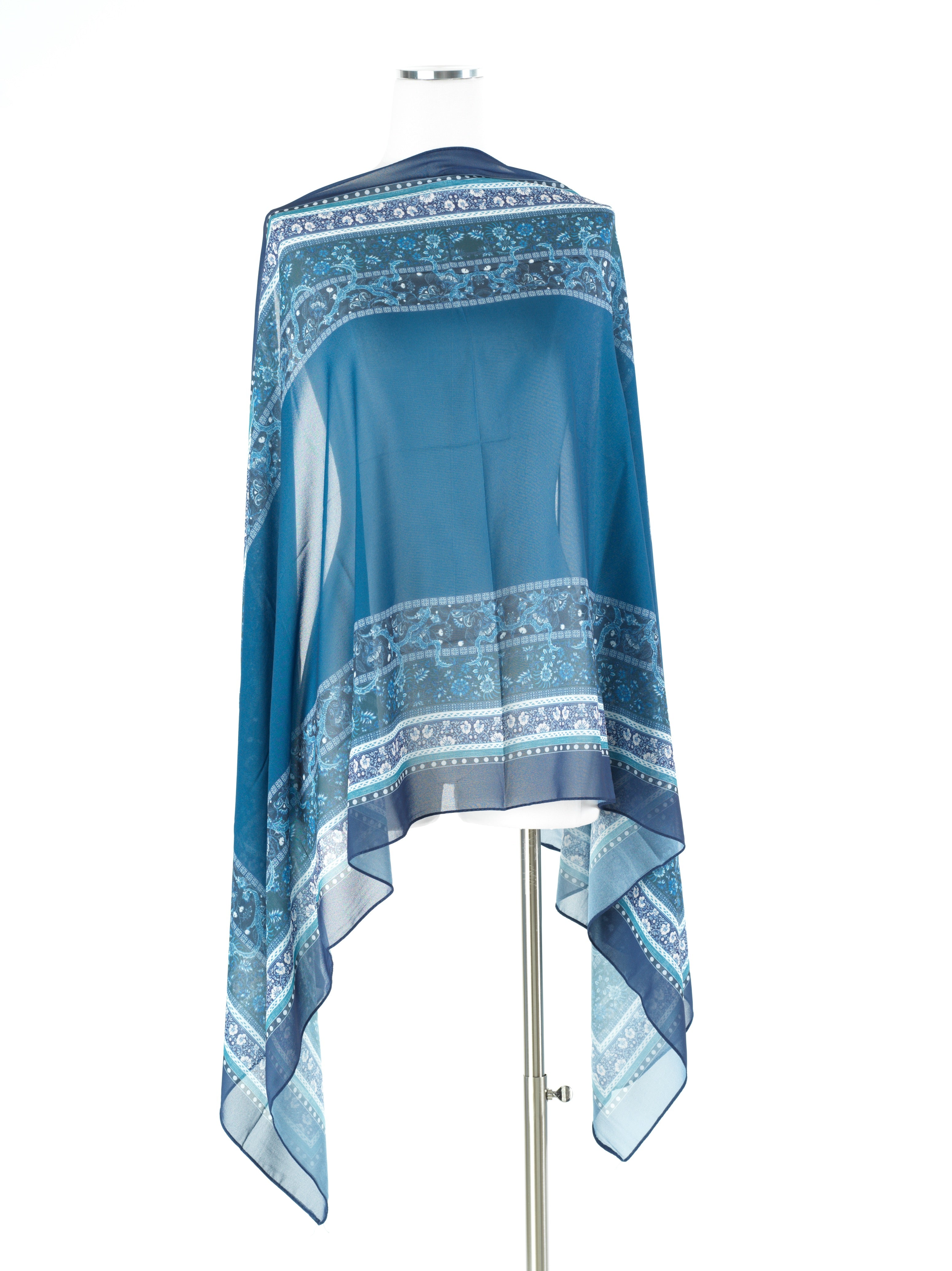 Teal Blue elegance pattern chiffon hijab — modest hijab | Kabayare Fashion