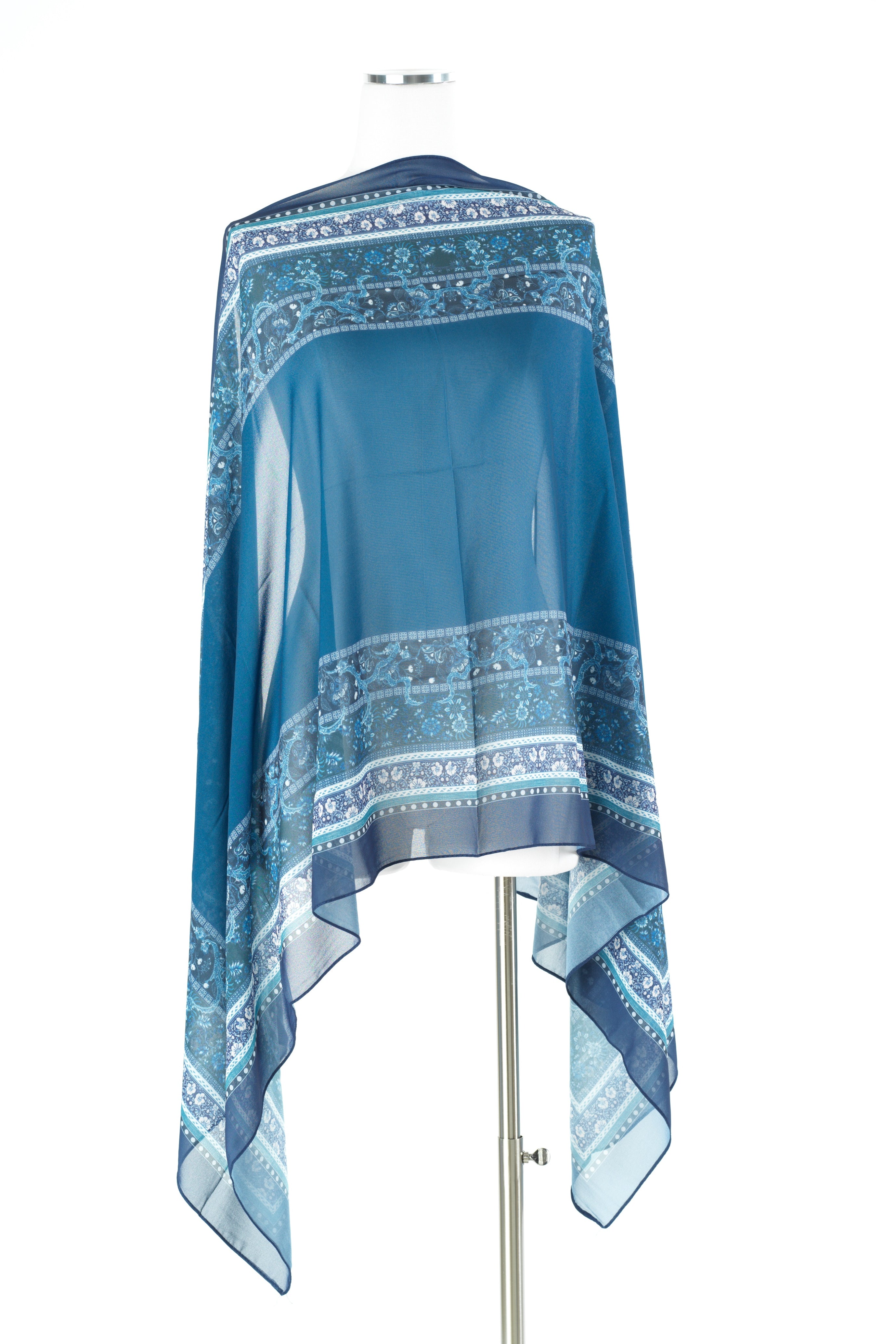 Teal Blue elegance pattern chiffon hijab — modest hijab | Kabayare Fashion