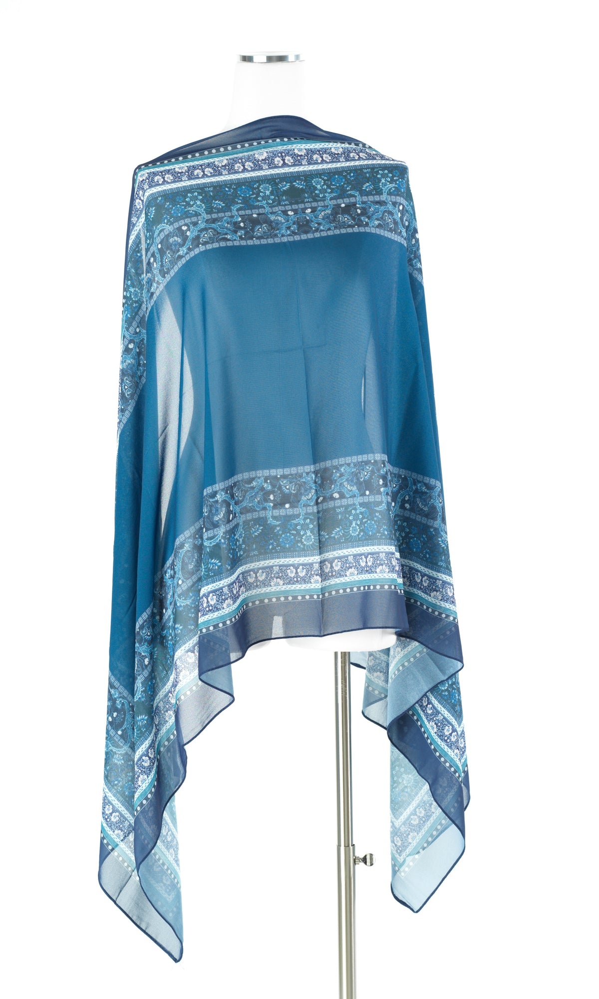 Teal Blue elegance pattern chiffon hijab — modest hijab | Kabayare Fashion