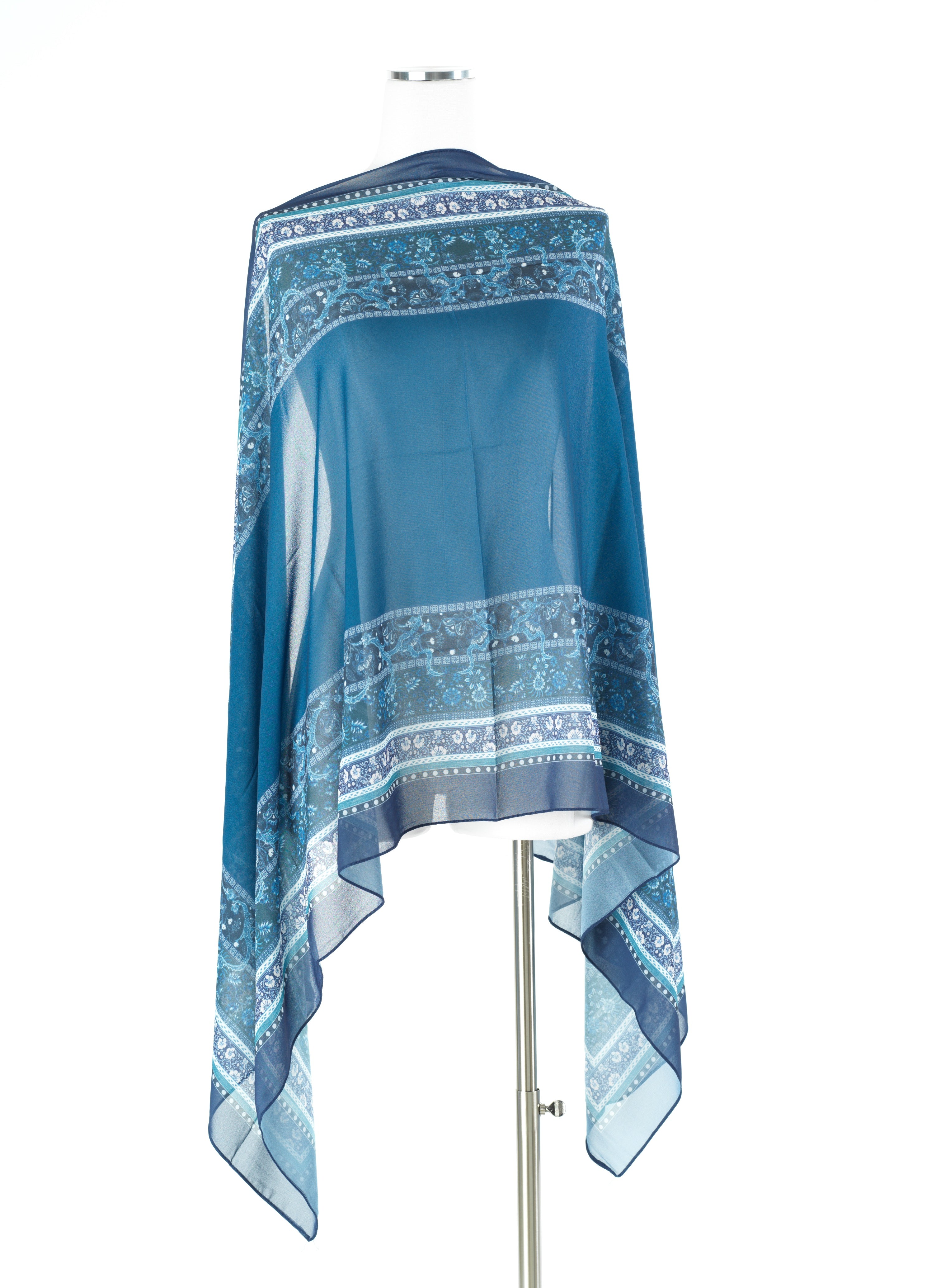 Teal Blue elegance pattern chiffon hijab — modest hijab | Kabayare Fashion