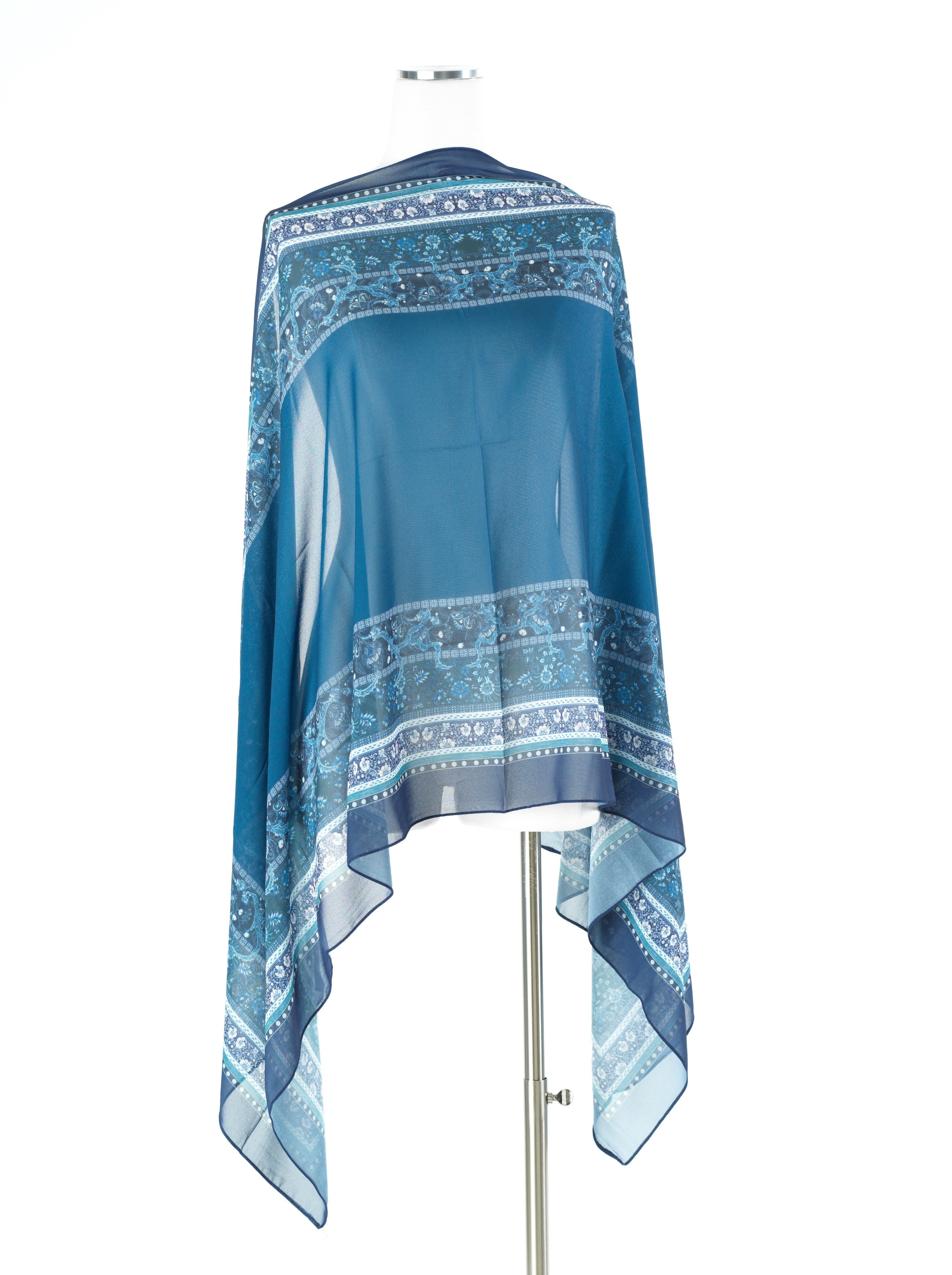 Teal Blue elegance pattern chiffon hijab — modest hijab | Kabayare Fashion