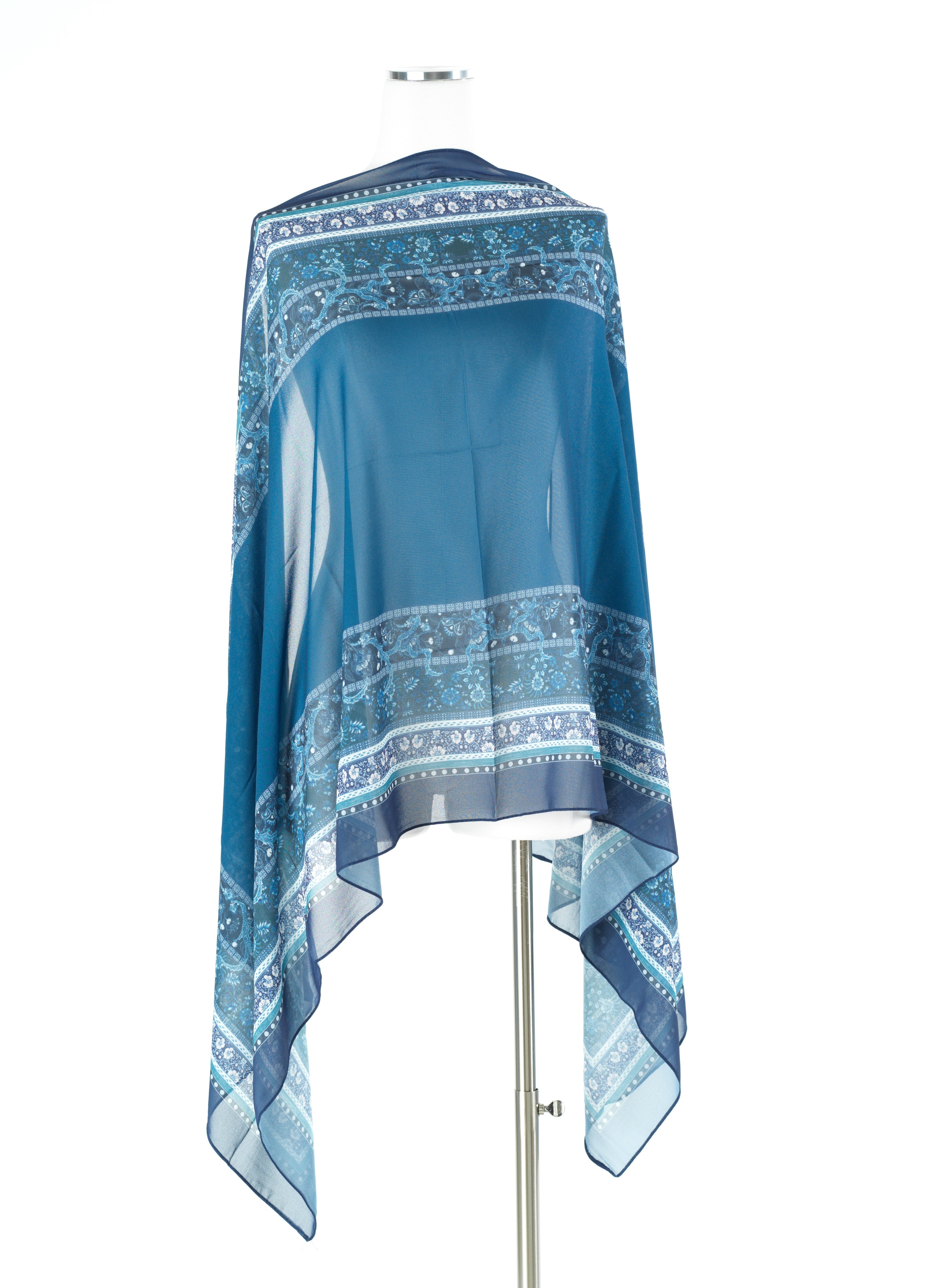 Teal Blue elegance pattern chiffon hijab — modest hijab | Kabayare Fashion