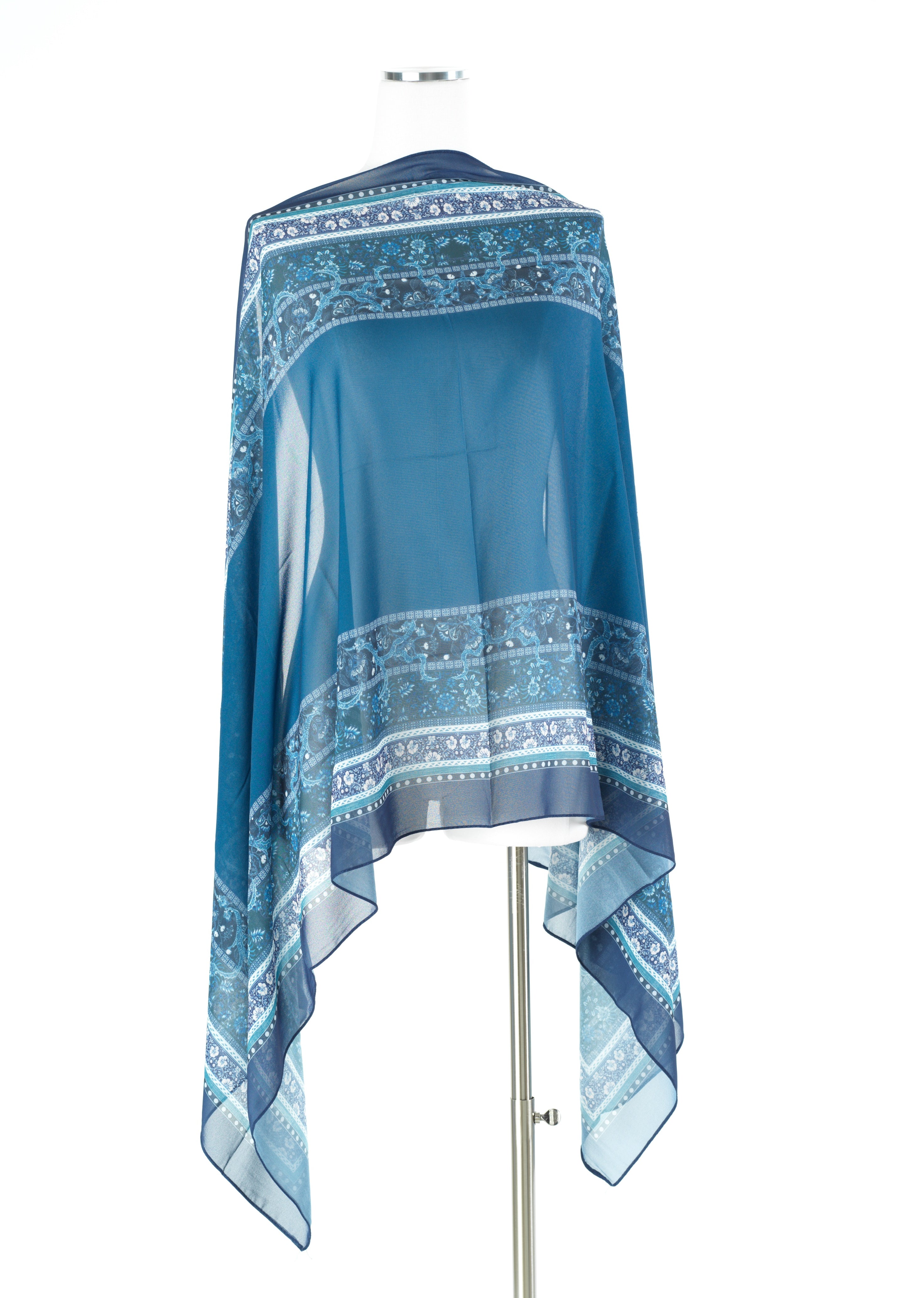 Teal Blue elegance pattern chiffon hijab — modest hijab | Kabayare Fashion