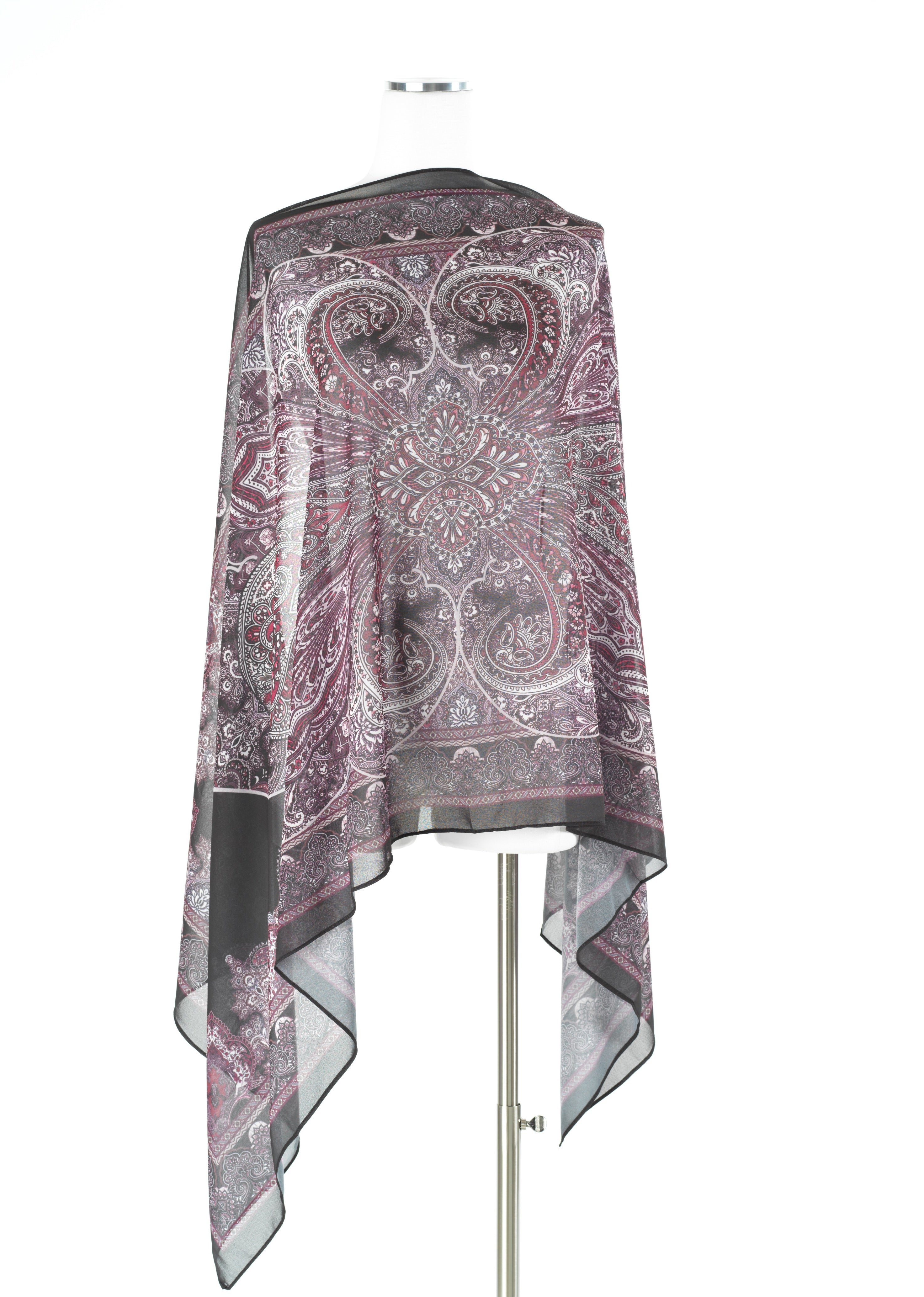 Black paisley pattern chiffon hijab — modest hijab | Kabayare Fashion
