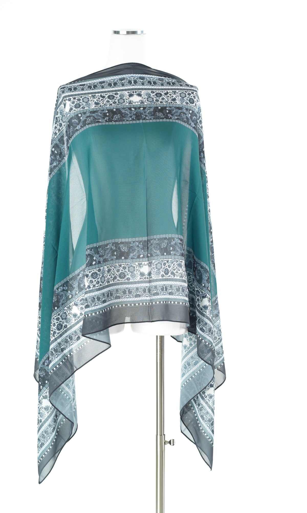 Teal green elegance pattern chiffon hijab — modest hijab | Kabayare Fashion