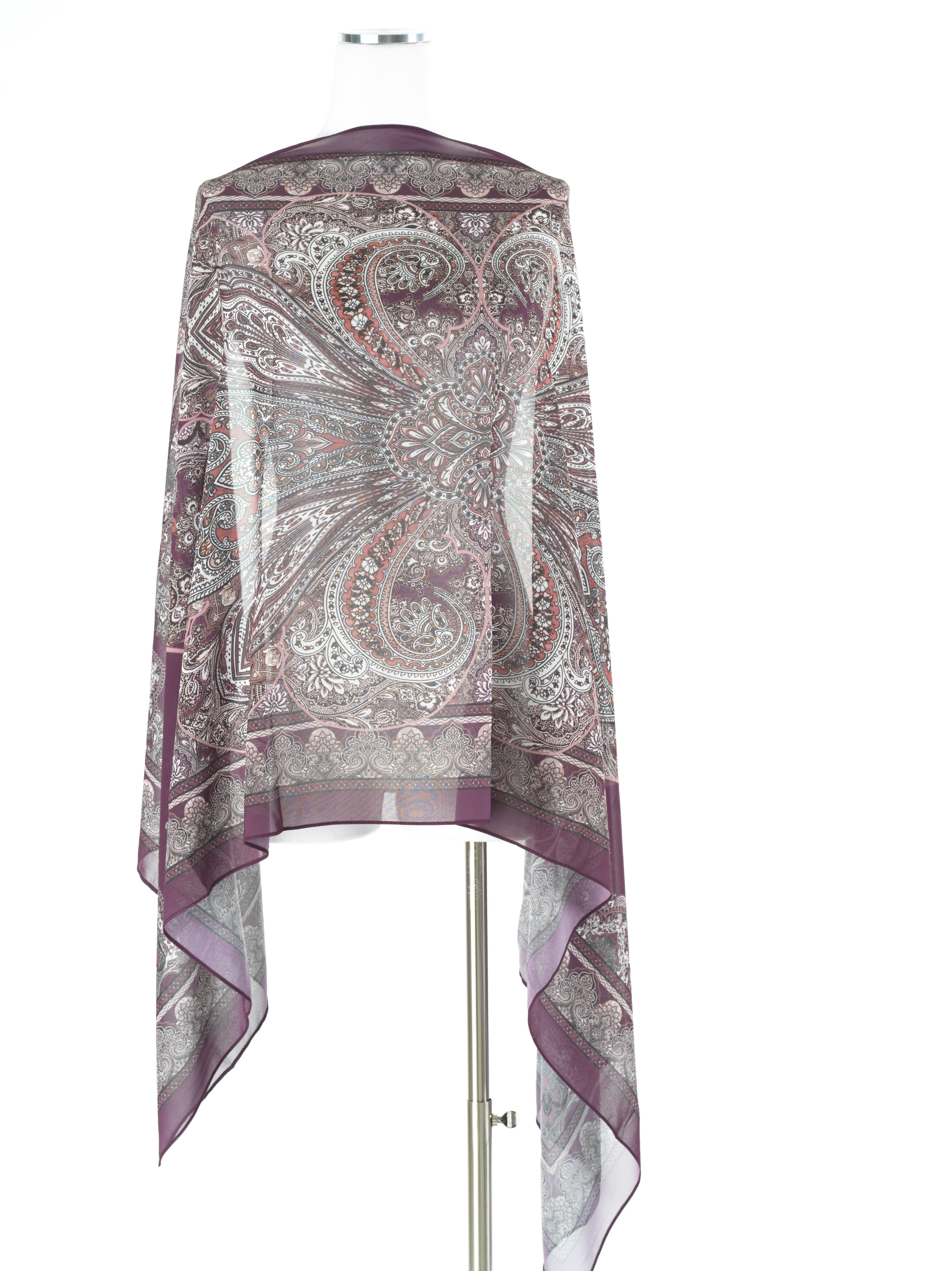 Eggplant paisley pattern chiffon hijab — modest hijab | Kabayare Fashion