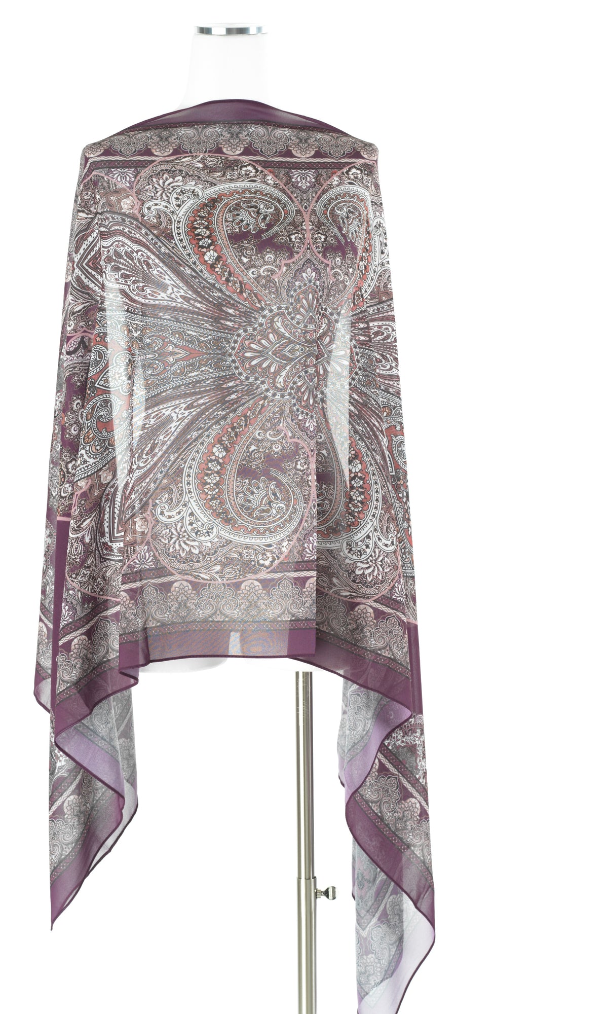 Eggplant paisley pattern chiffon hijab — modest hijab | Kabayare Fashion