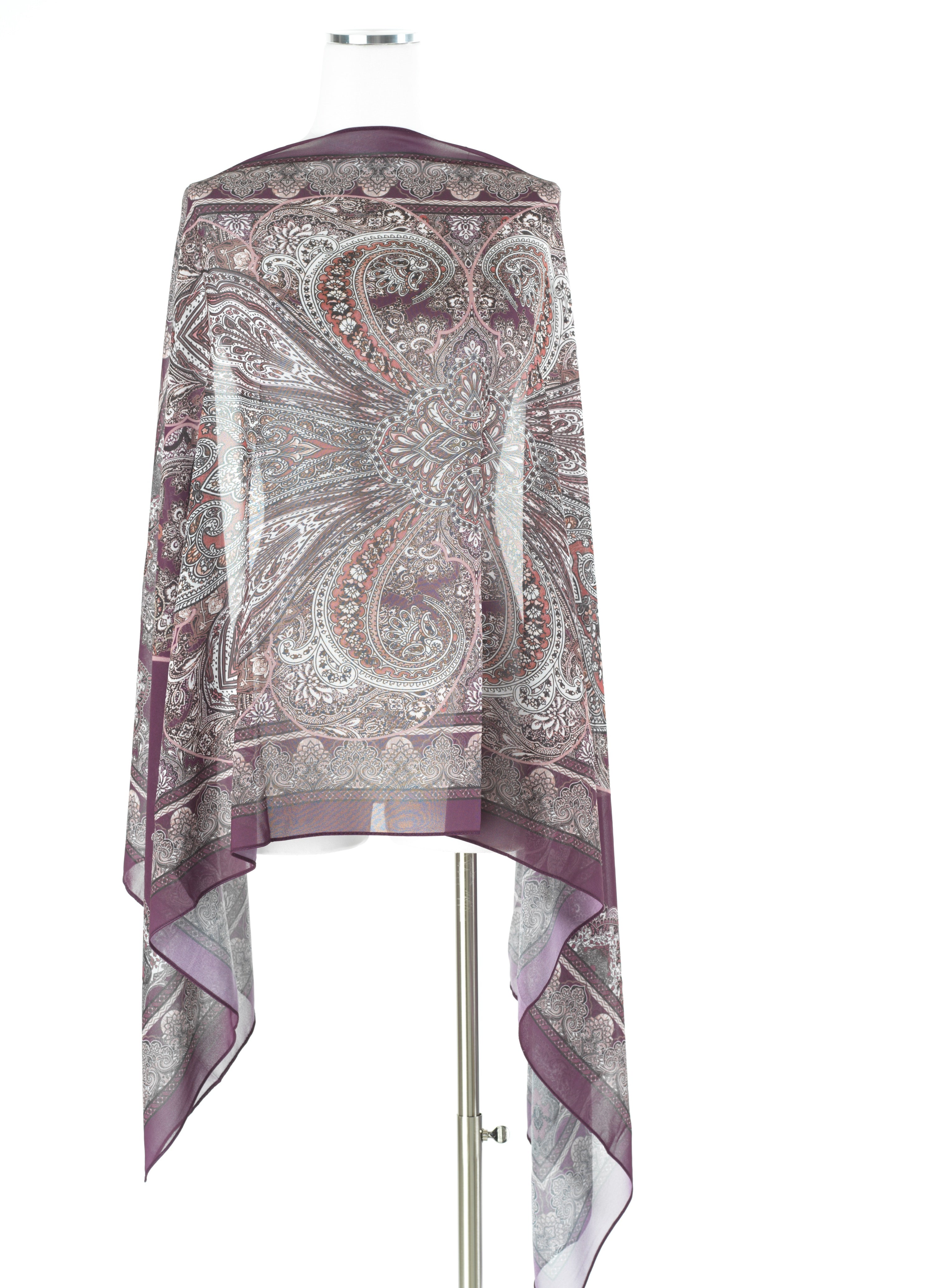 Eggplant paisley pattern chiffon hijab — modest hijab | Kabayare Fashion