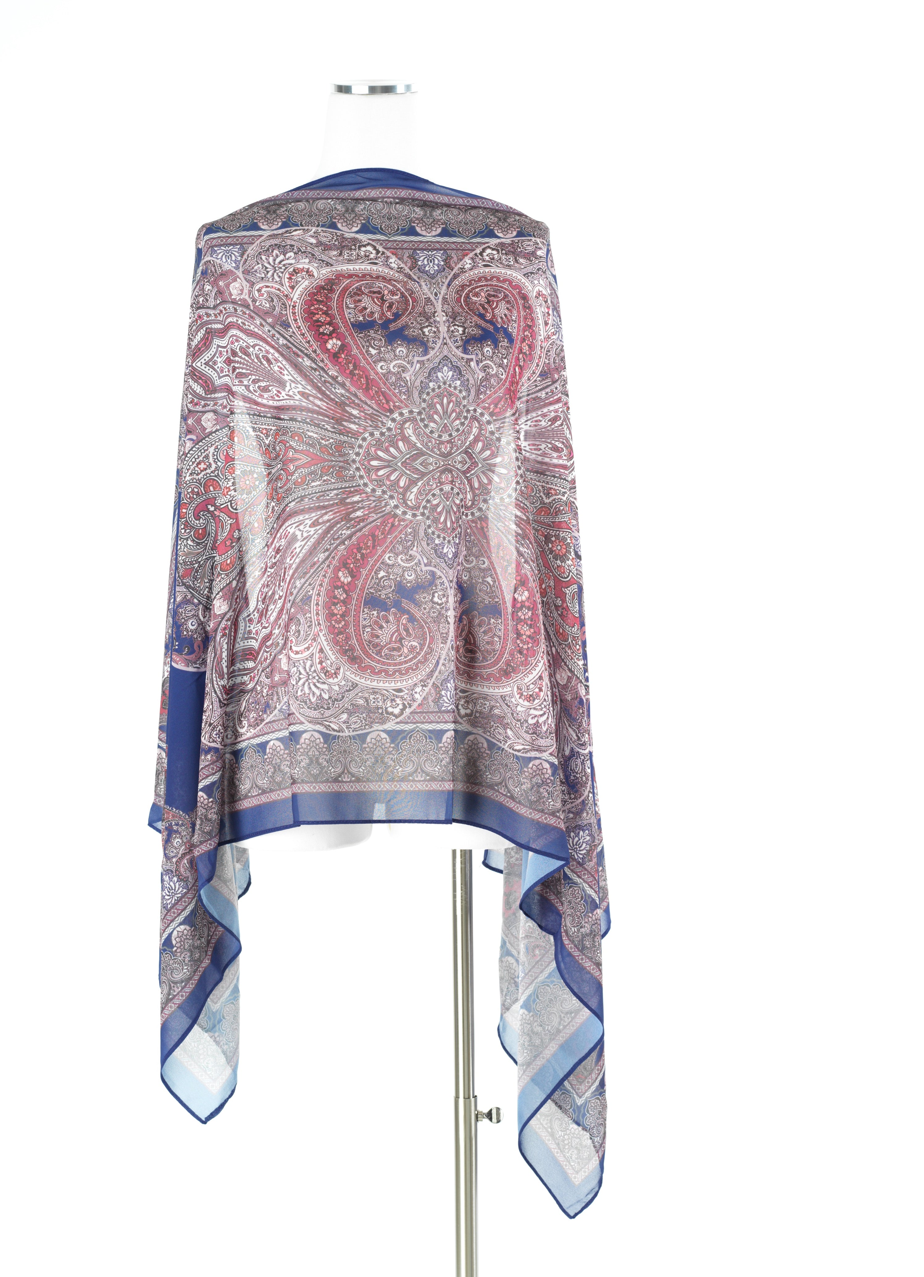 Blue paisley pattern chiffon hijab — modest hijab | Kabayare Fashion