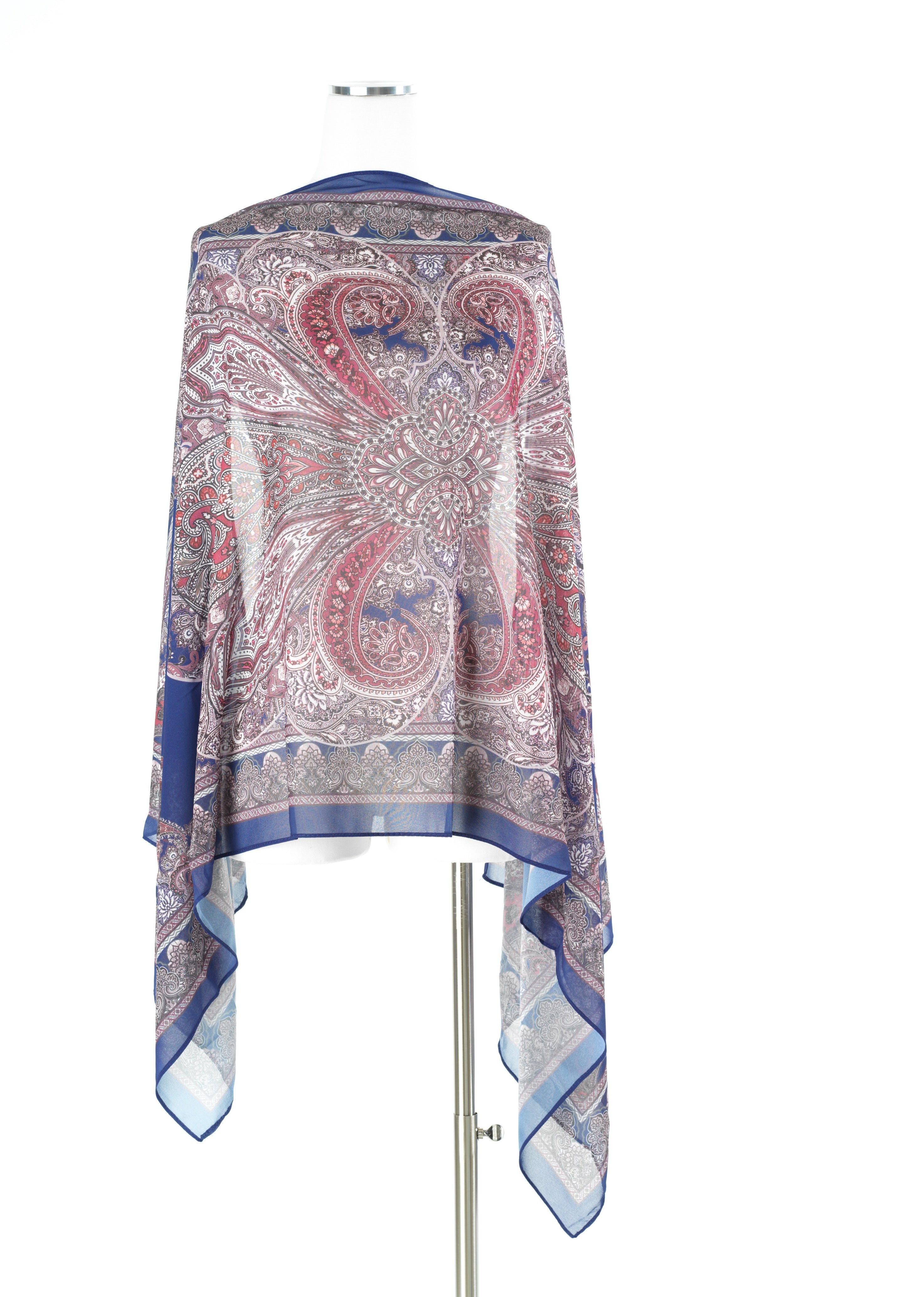 Blue paisley pattern chiffon hijab — modest hijab | Kabayare Fashion