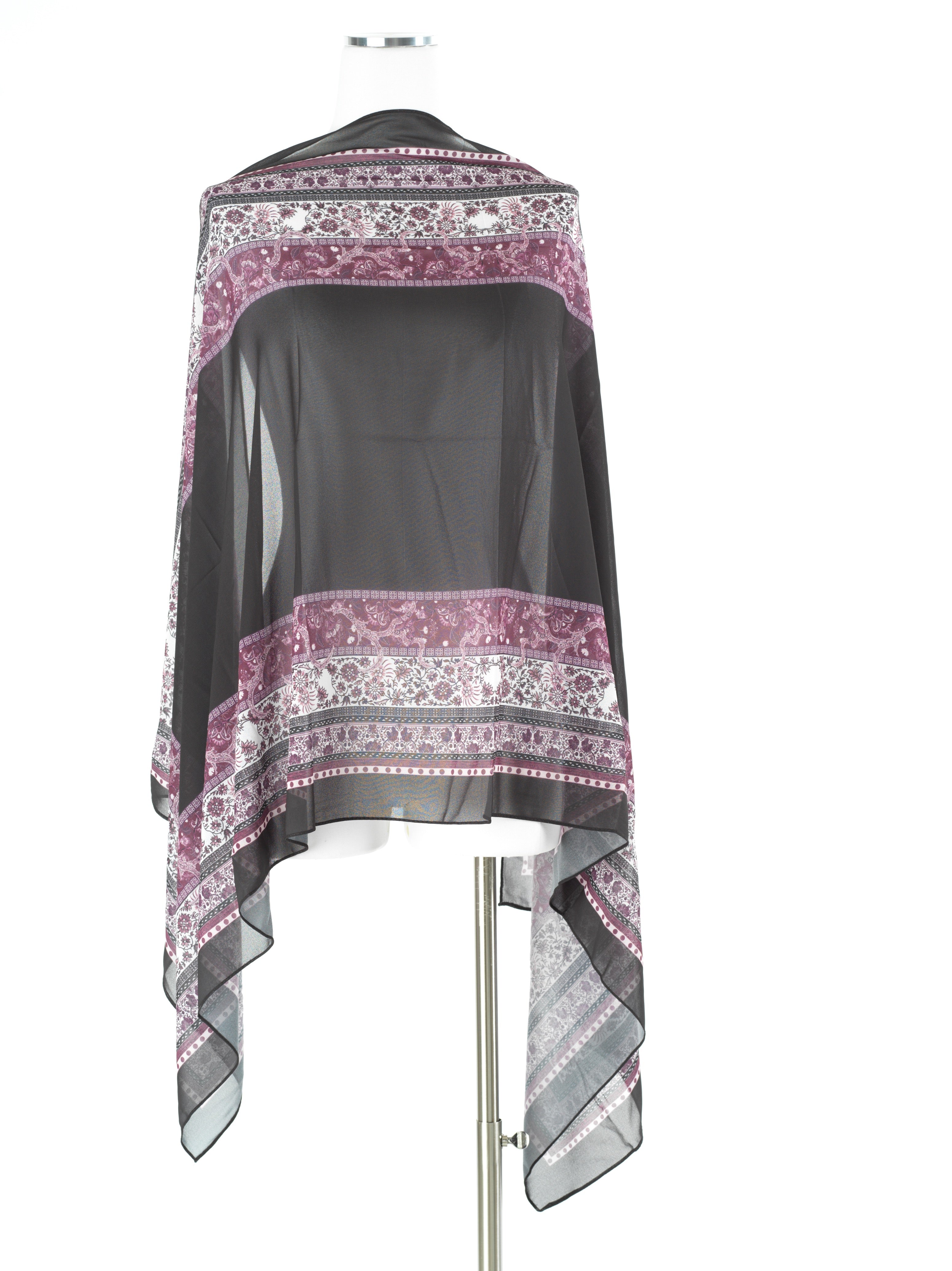 Black elegance pattern chiffon hijab — modest hijab | Kabayare Fashion