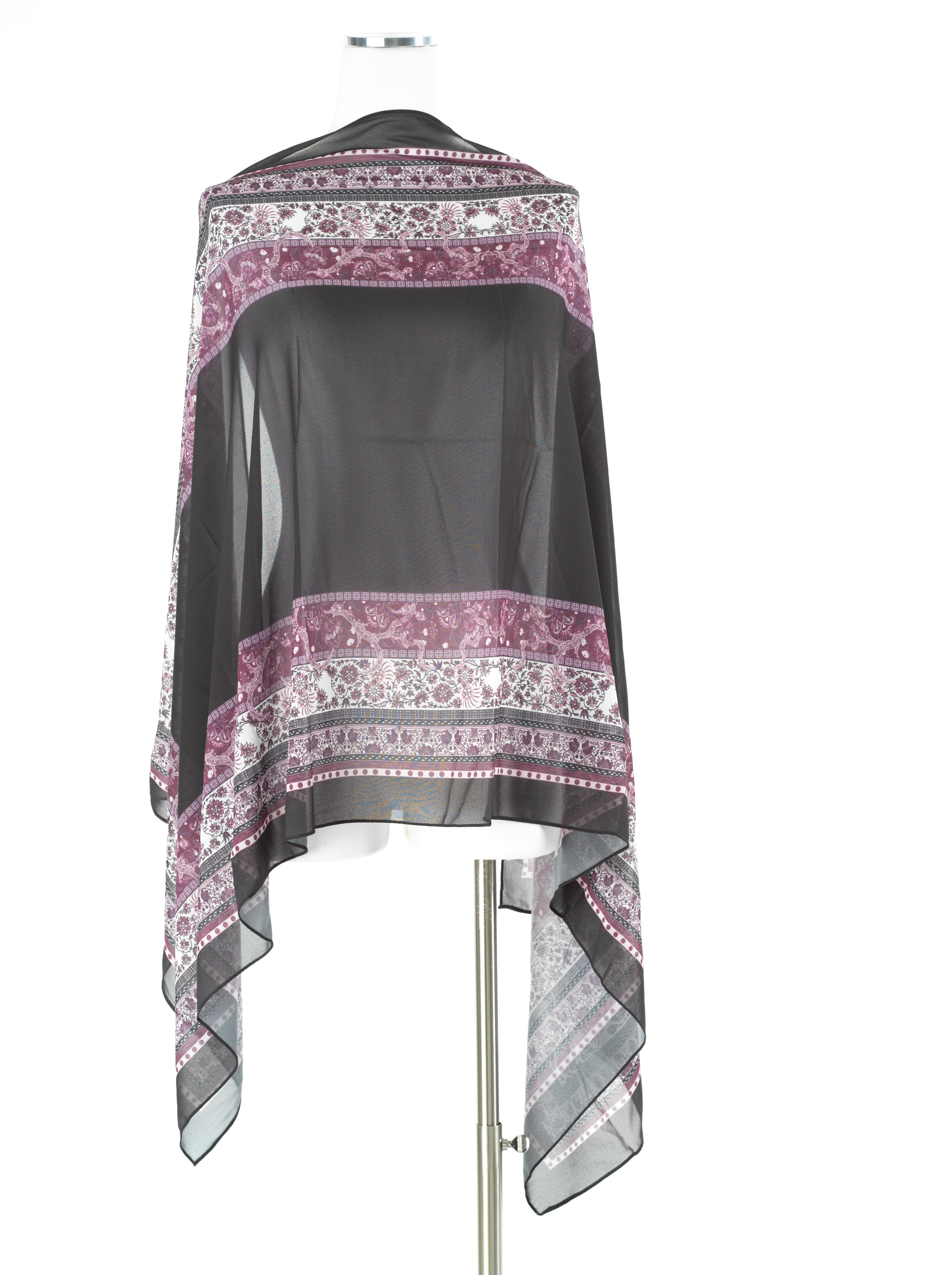 Black elegance pattern chiffon hijab — modest hijab | Kabayare Fashion