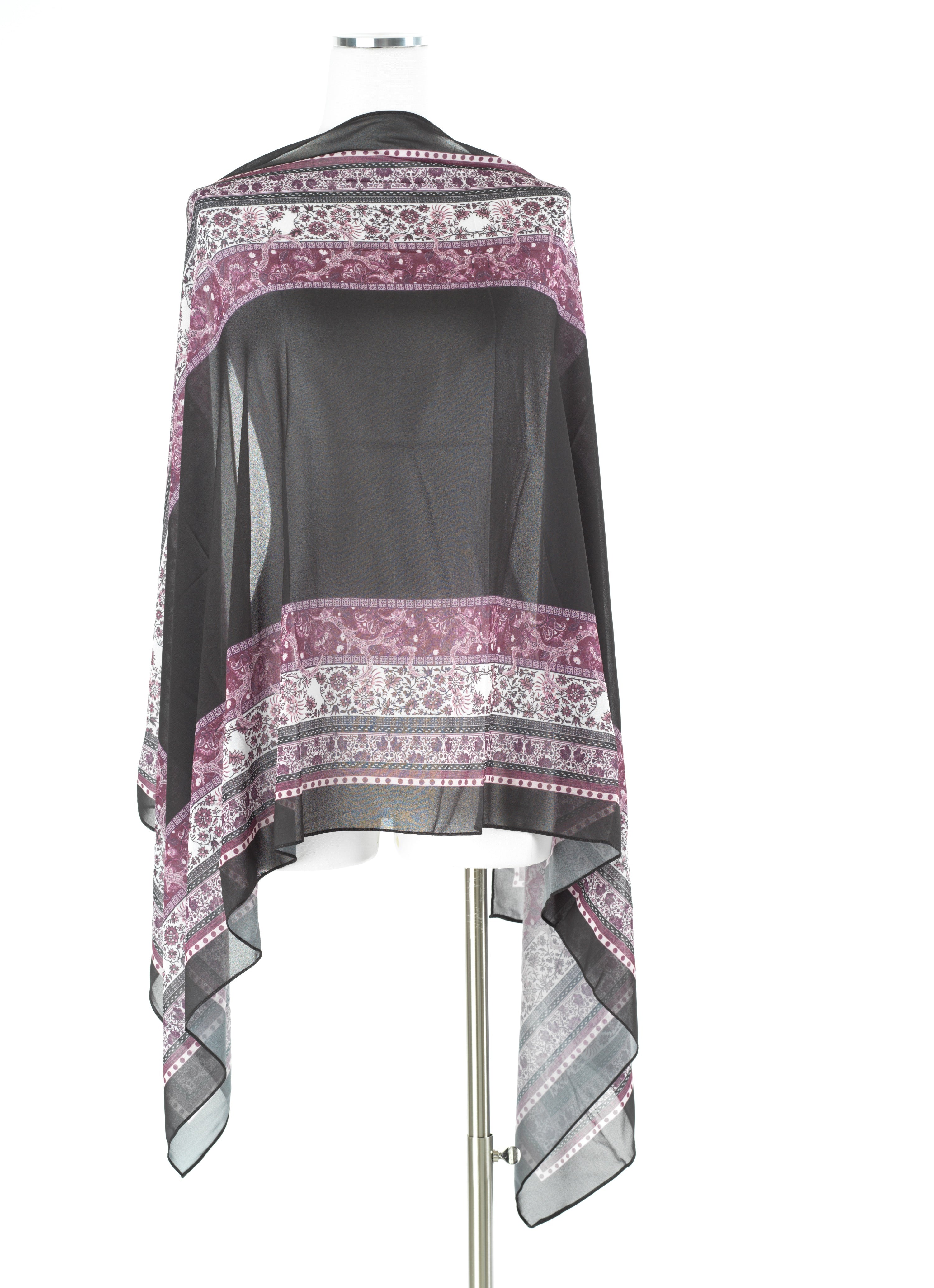 Black elegance pattern chiffon hijab — modest hijab | Kabayare Fashion