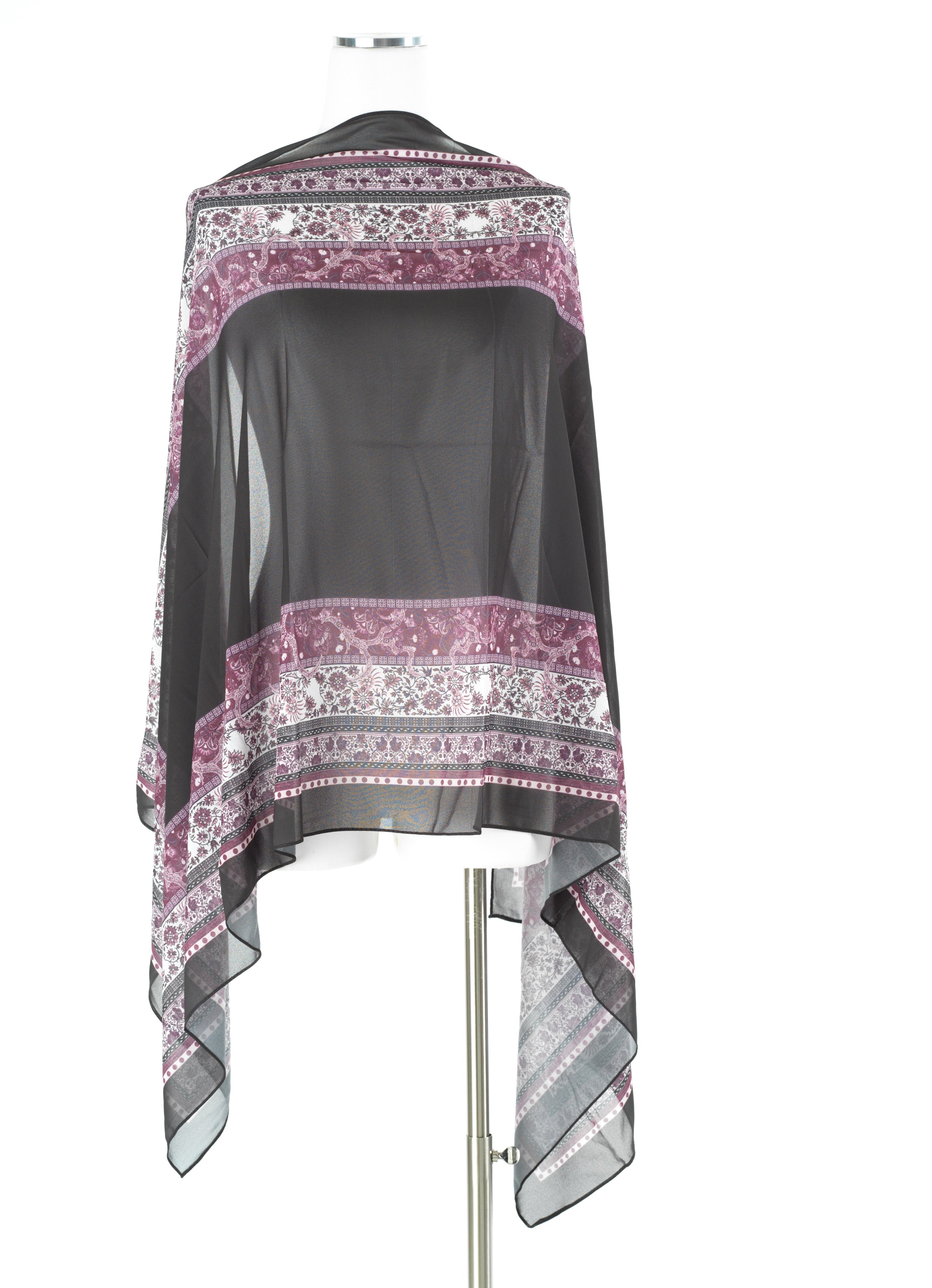 Black elegance pattern chiffon hijab — modest hijab | Kabayare Fashion