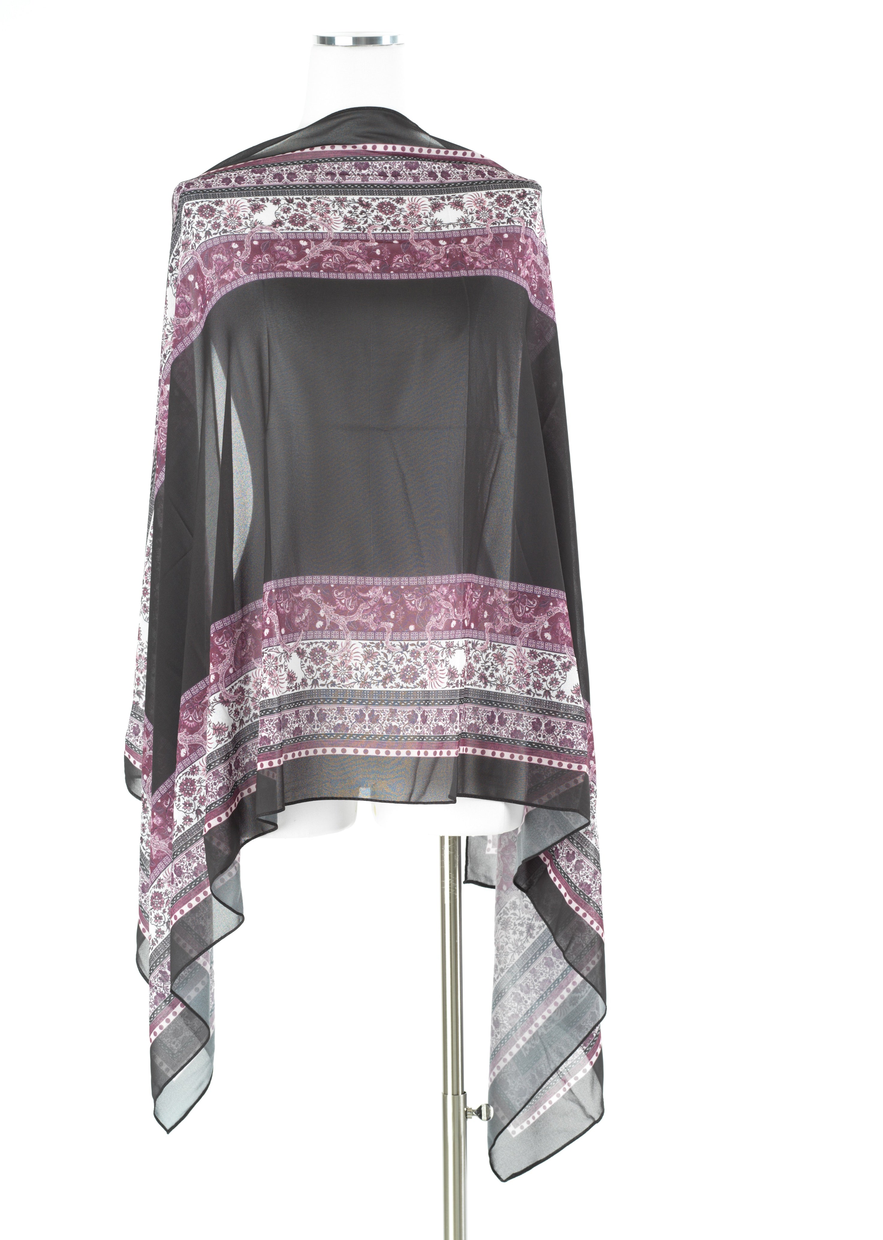 Black elegance pattern chiffon hijab — modest hijab | Kabayare Fashion