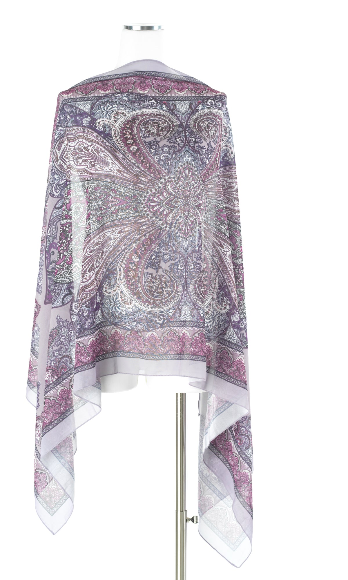 Dusty lilac paisley pattern chiffon hijab — modest hijab | Kabayare Fashion