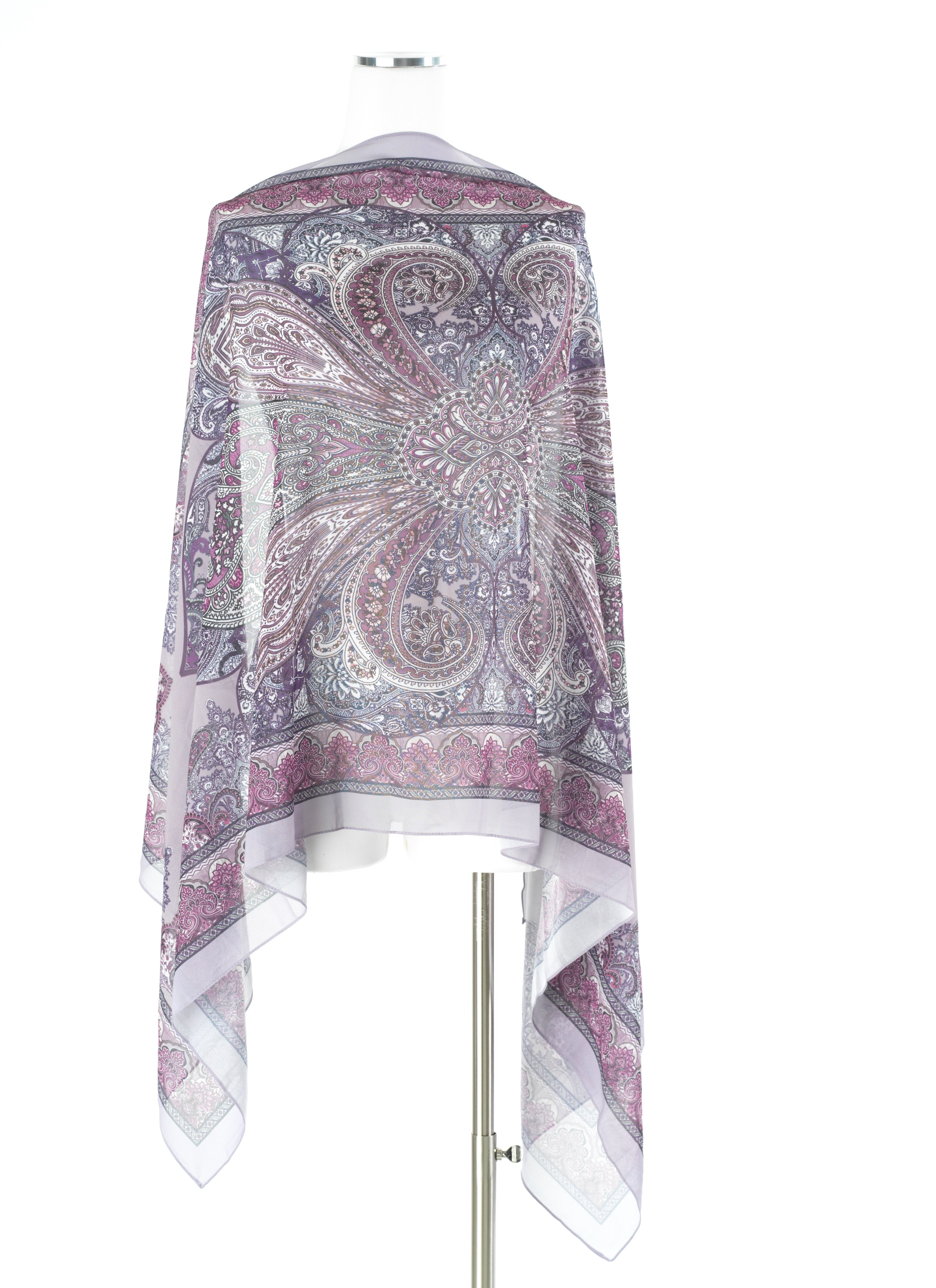 Dusty lilac paisley pattern chiffon hijab — modest hijab | Kabayare Fashion