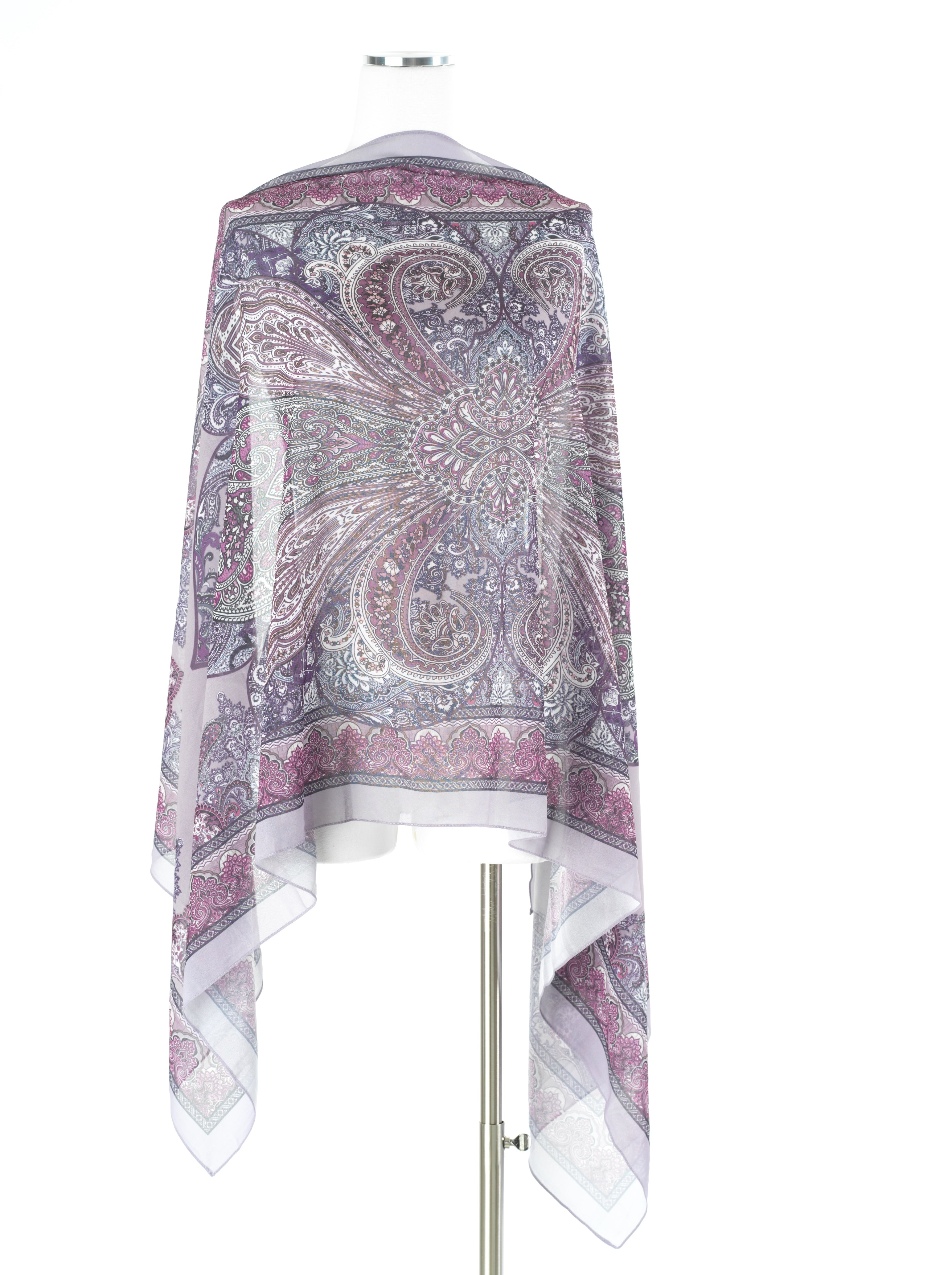 Dusty lilac paisley pattern chiffon hijab — modest hijab | Kabayare Fashion