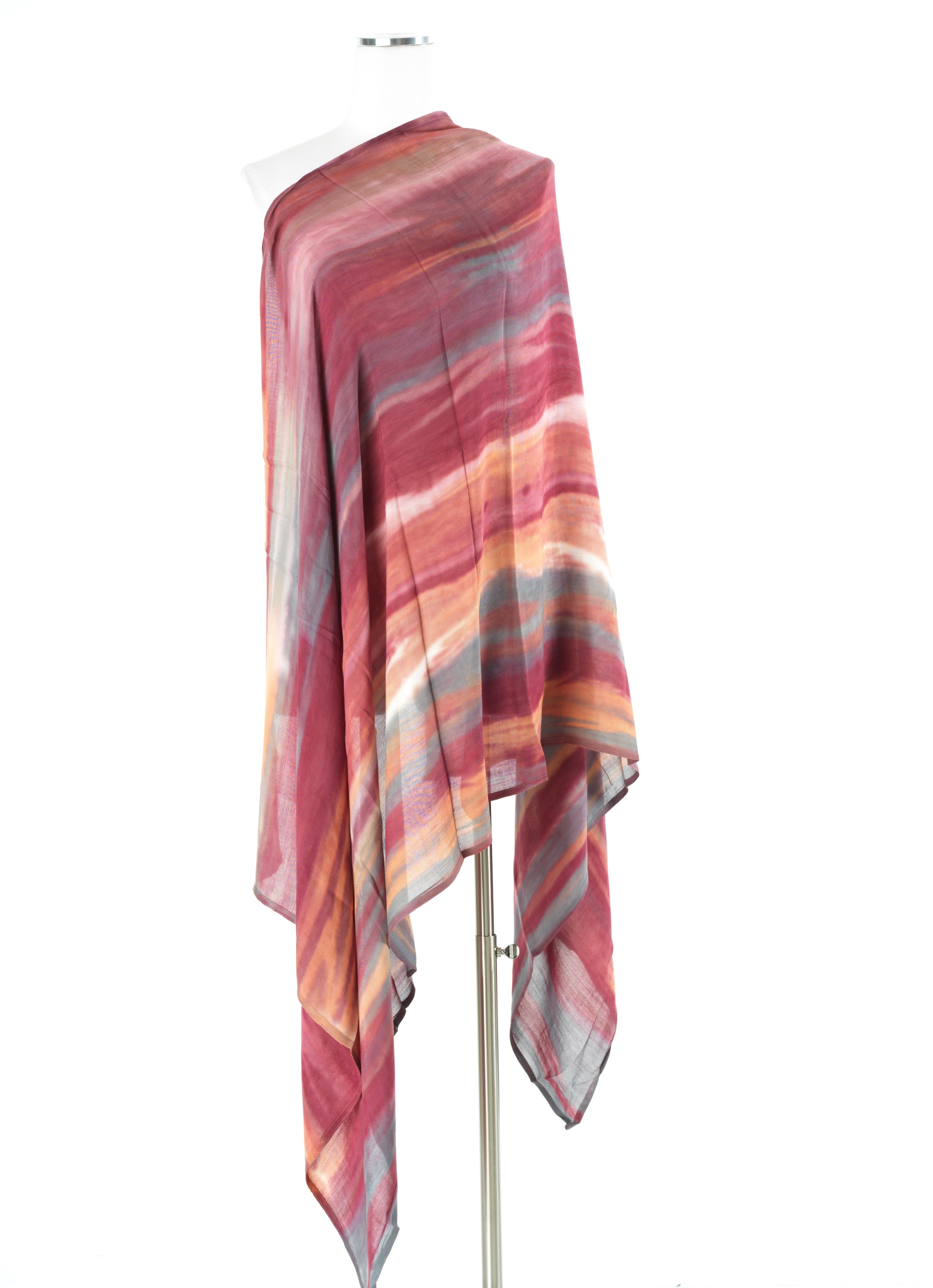 Melting Maroon Sunset tie-dye Modal print Hijab  — modest hijab | Kabayare Fashion