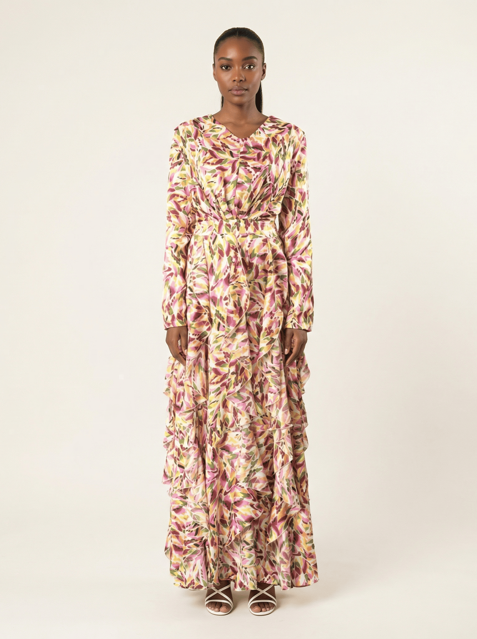 Aaliya abstract art Ruffle modest dress Kabayare
