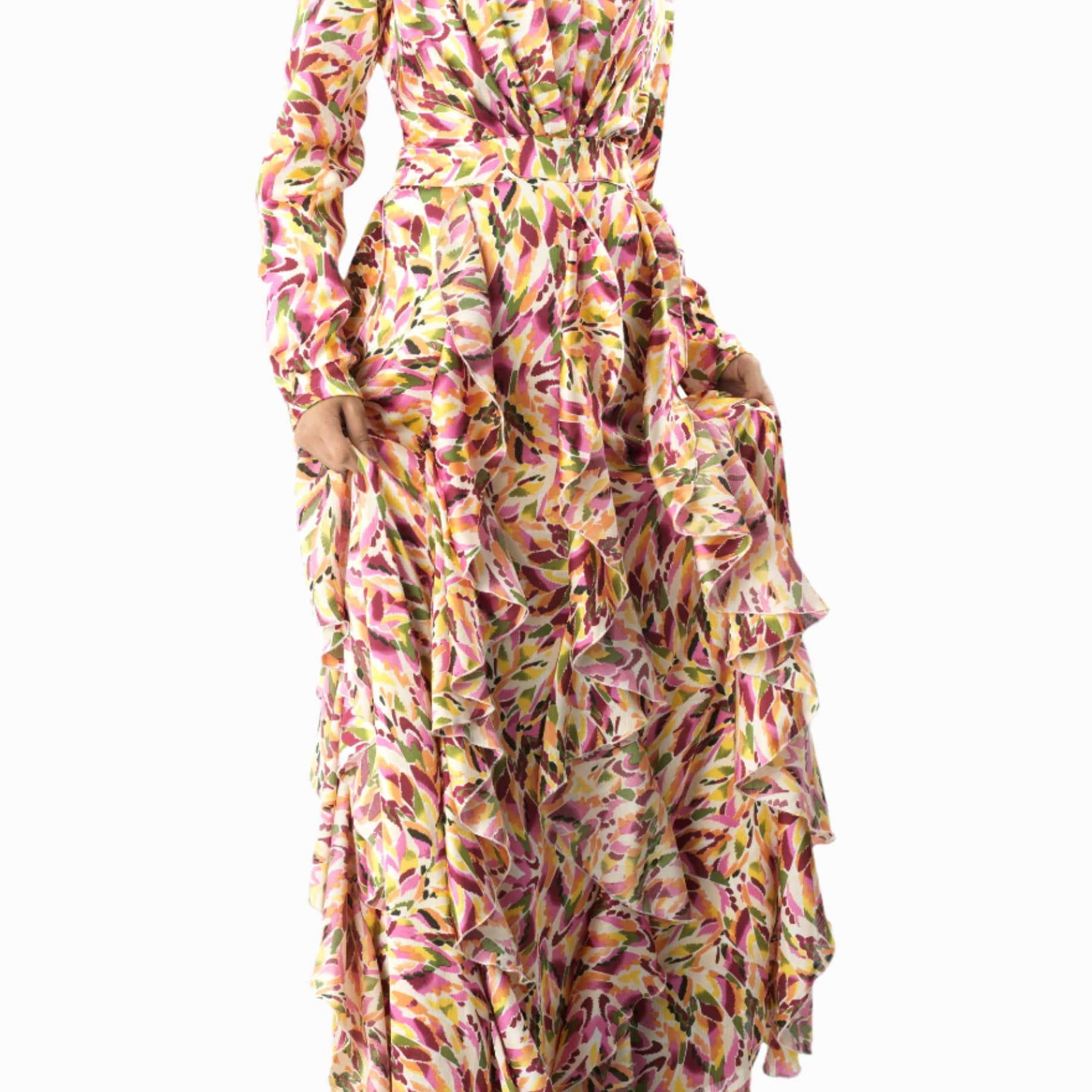 Aaliya abstract art Ruffle modest dress Kabayare