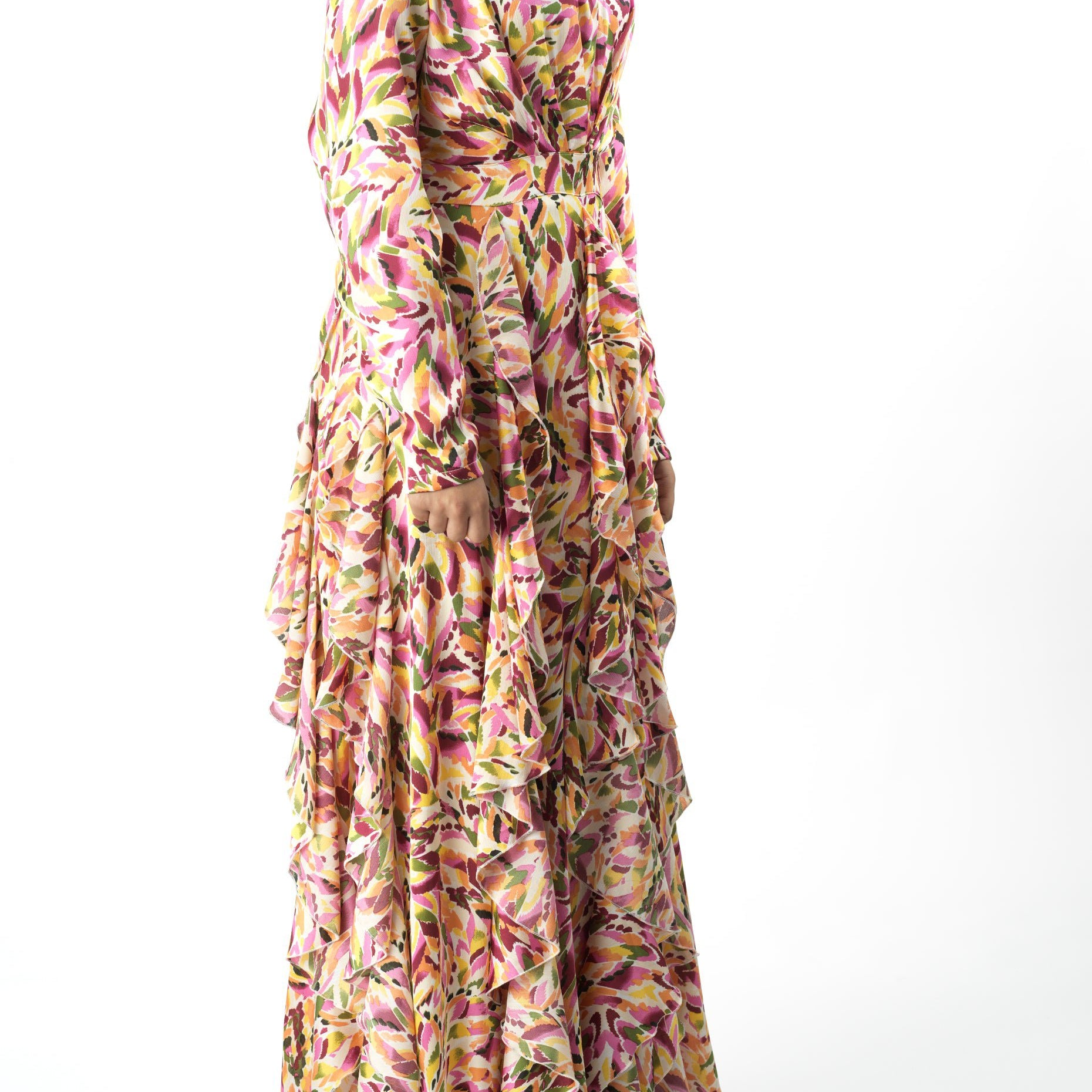 Aaliya abstract art Ruffle modest dress Kabayare