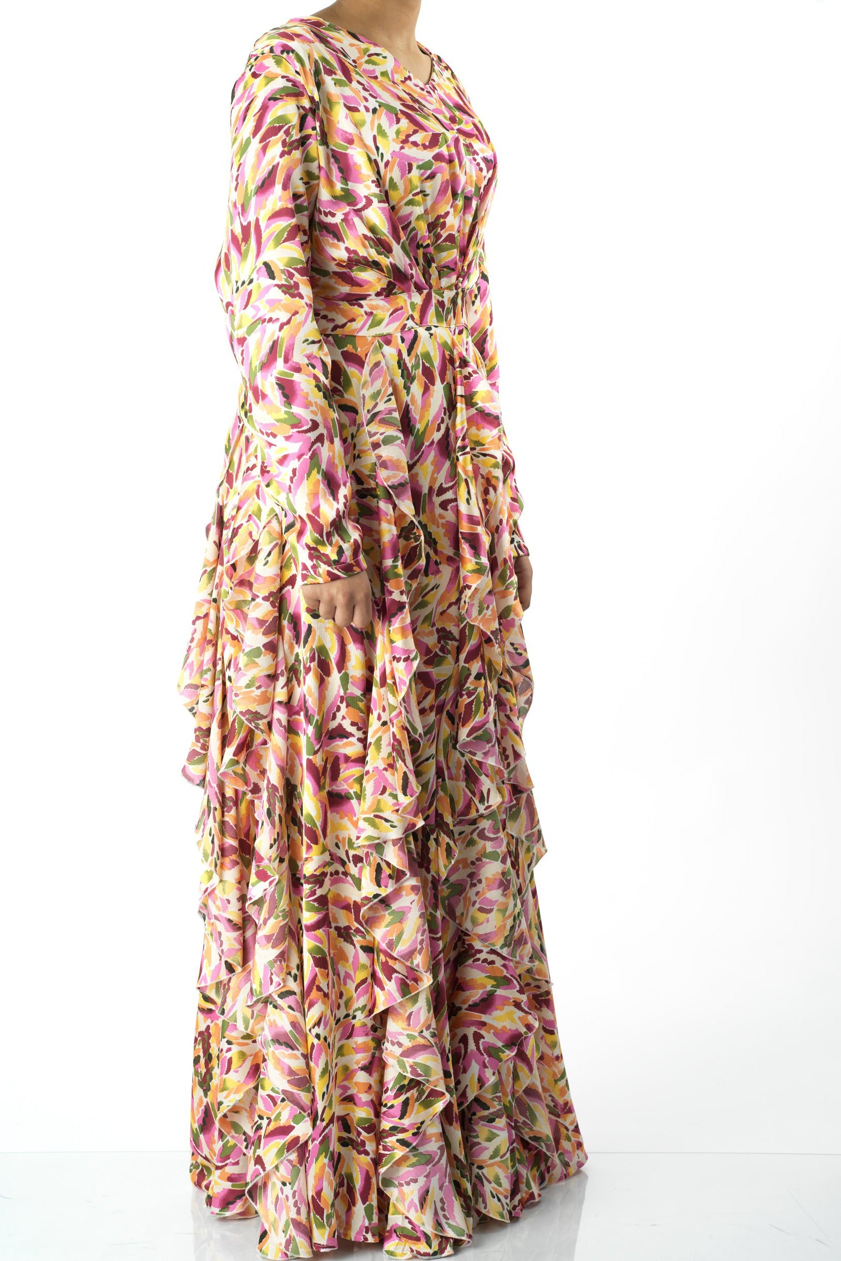 Aaliya abstract art Ruffle modest dress Kabayare