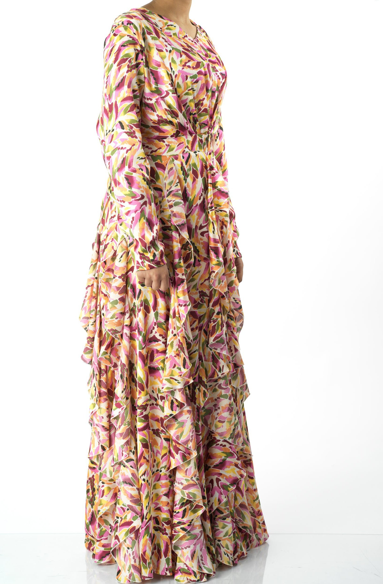 Aaliya abstract art Ruffle modest dress Kabayare