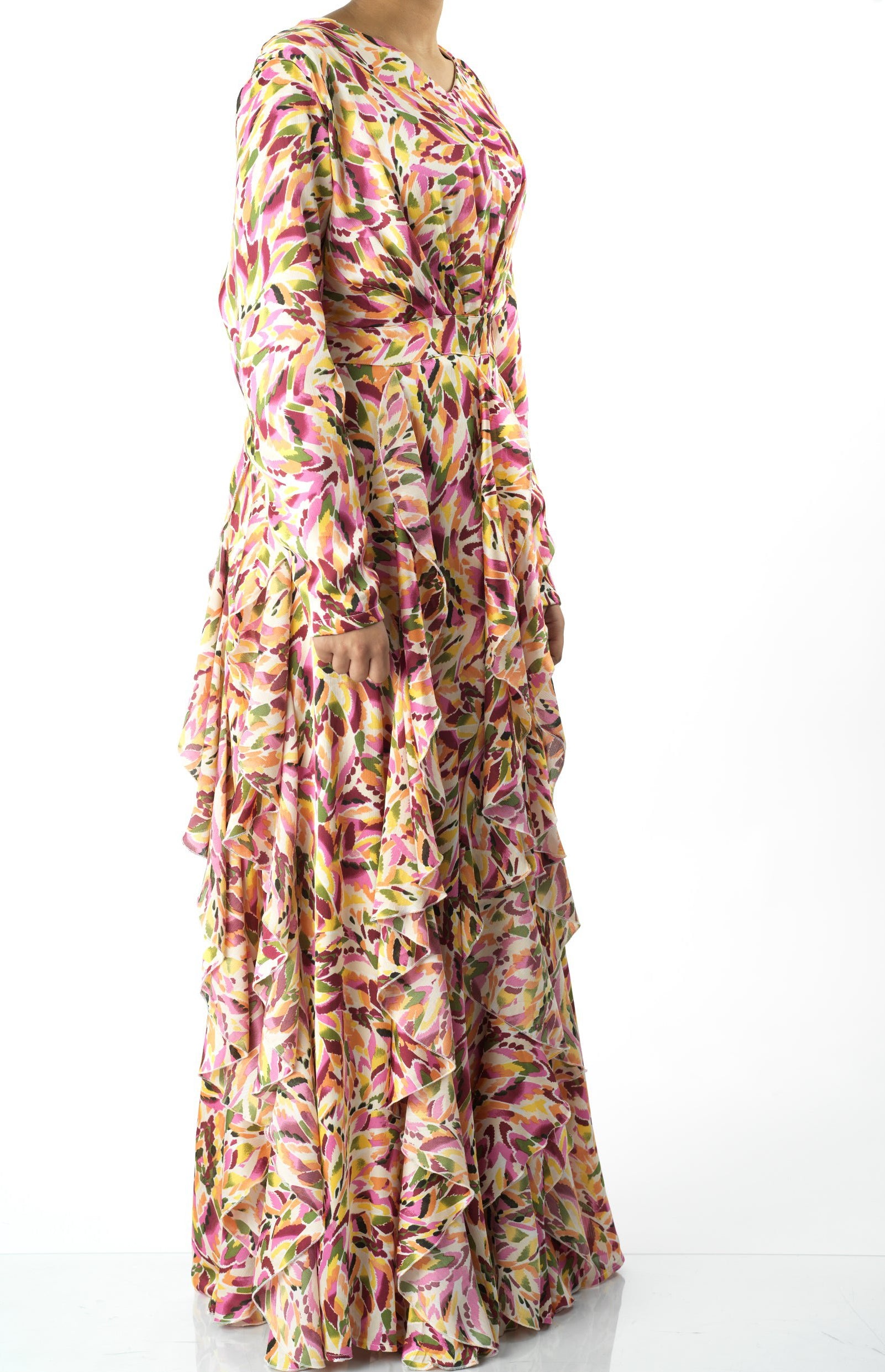 Aaliya abstract art Ruffle modest dress Kabayare