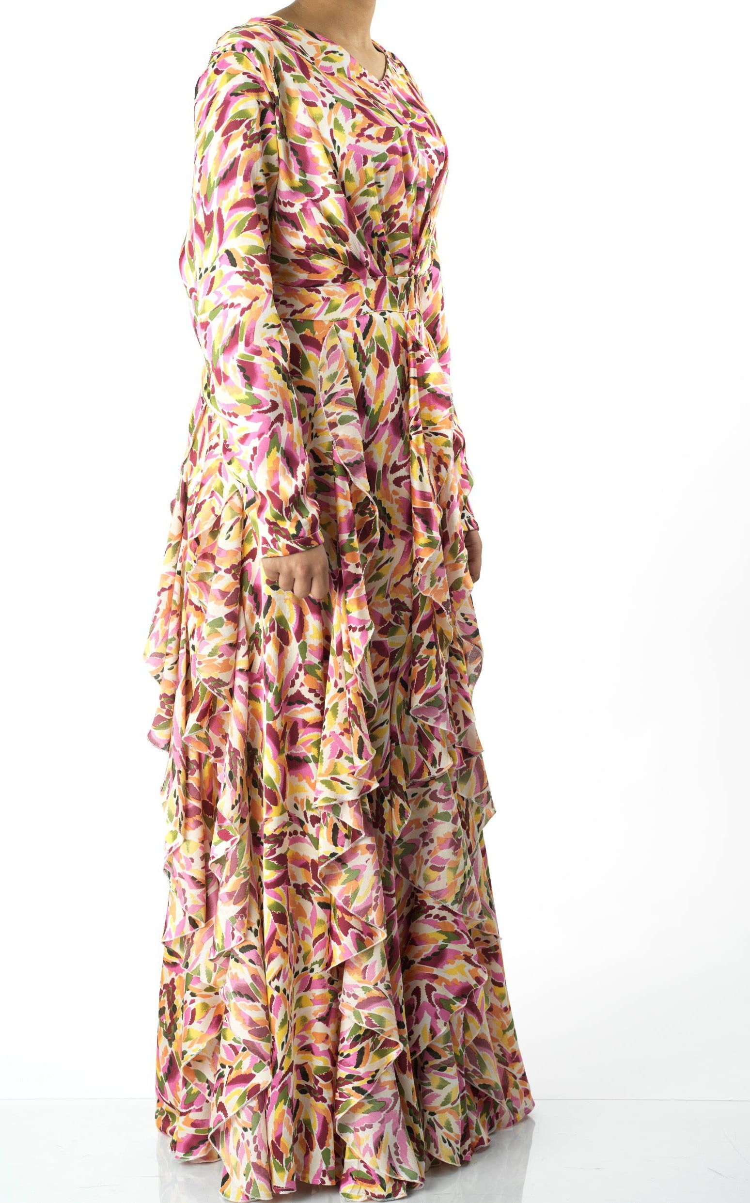 Aaliya abstract art Ruffle modest dress Kabayare