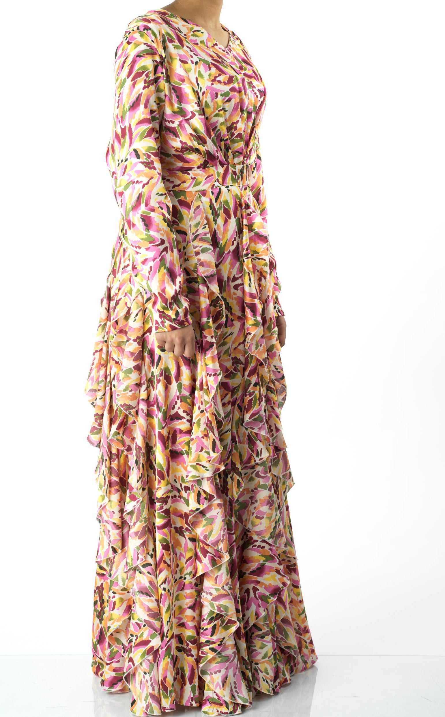 Aaliya abstract art Ruffle modest dress Kabayare