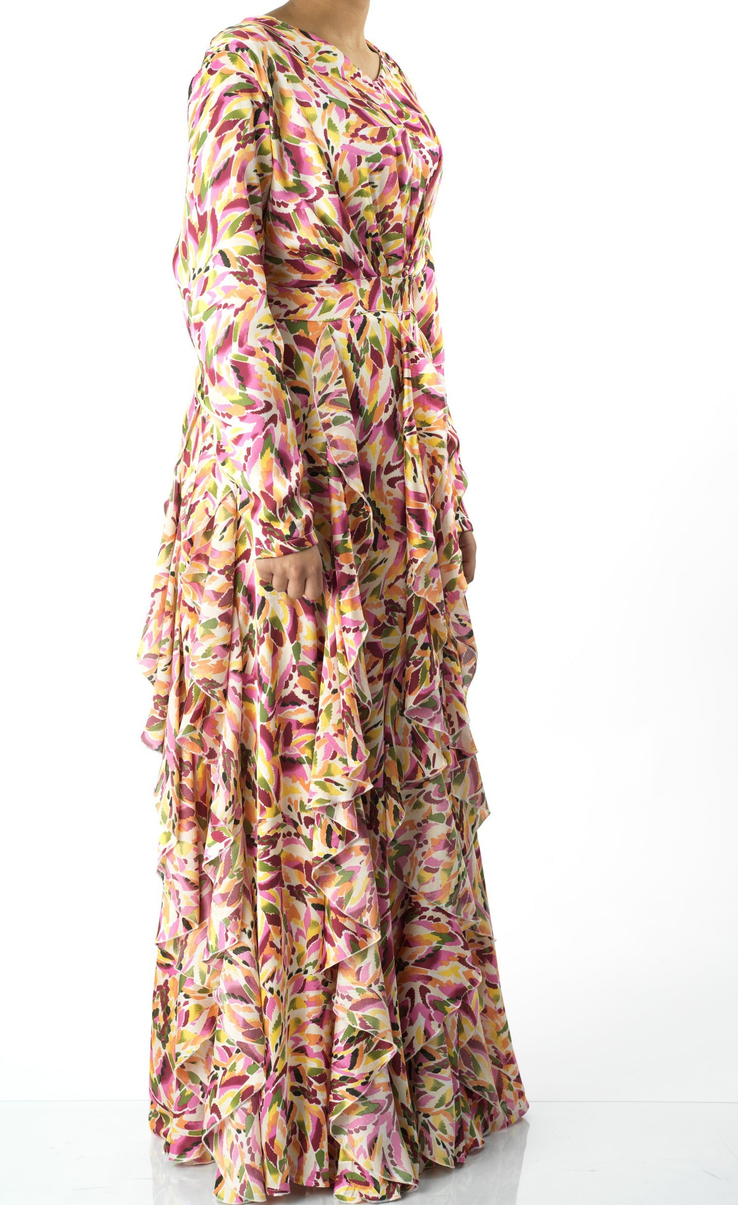Aaliya abstract art Ruffle modest dress Kabayare