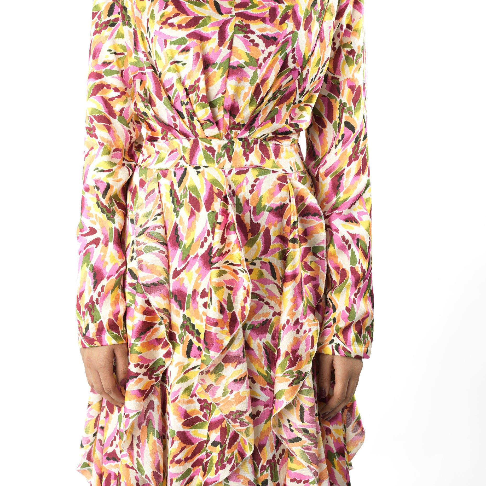 Aaliya abstract art Ruffle modest dress Kabayare