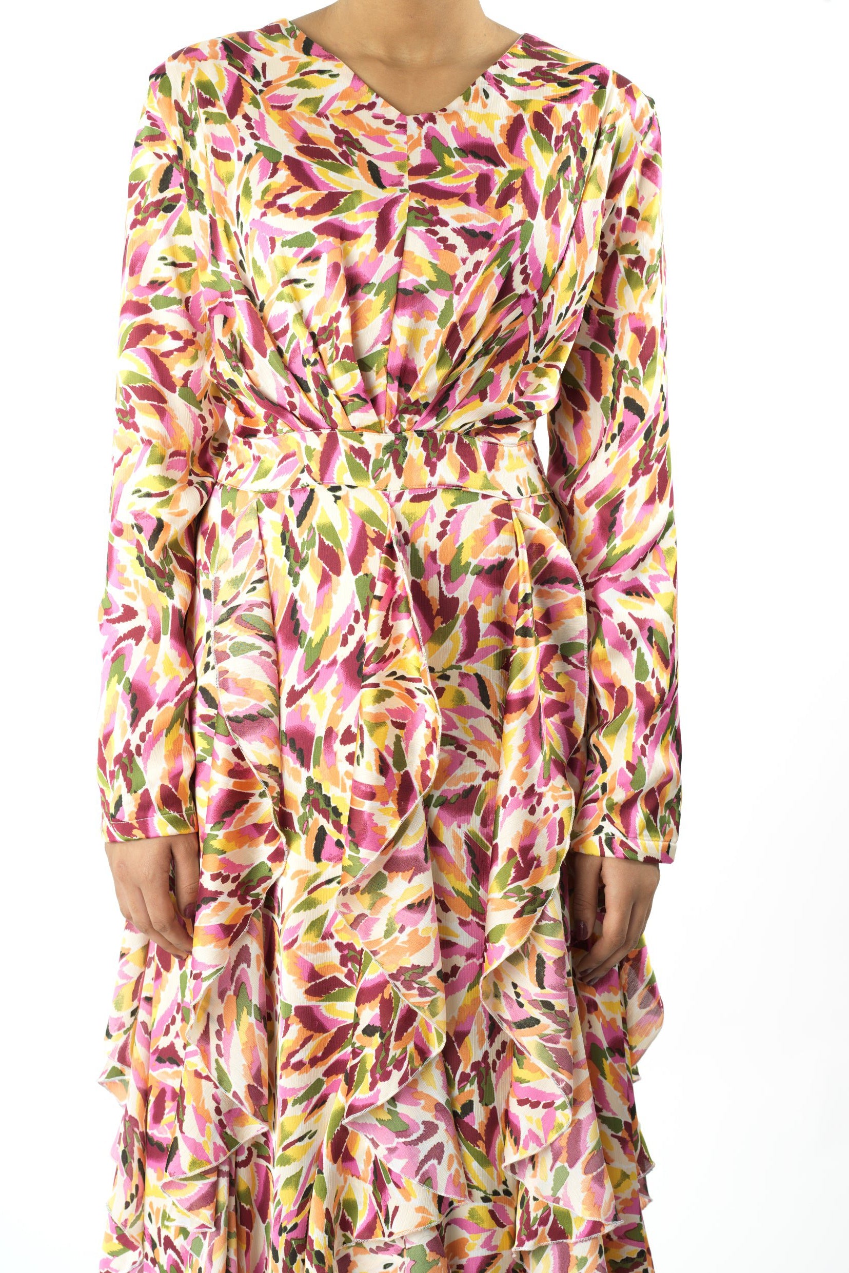 Aaliya abstract art Ruffle modest dress Kabayare