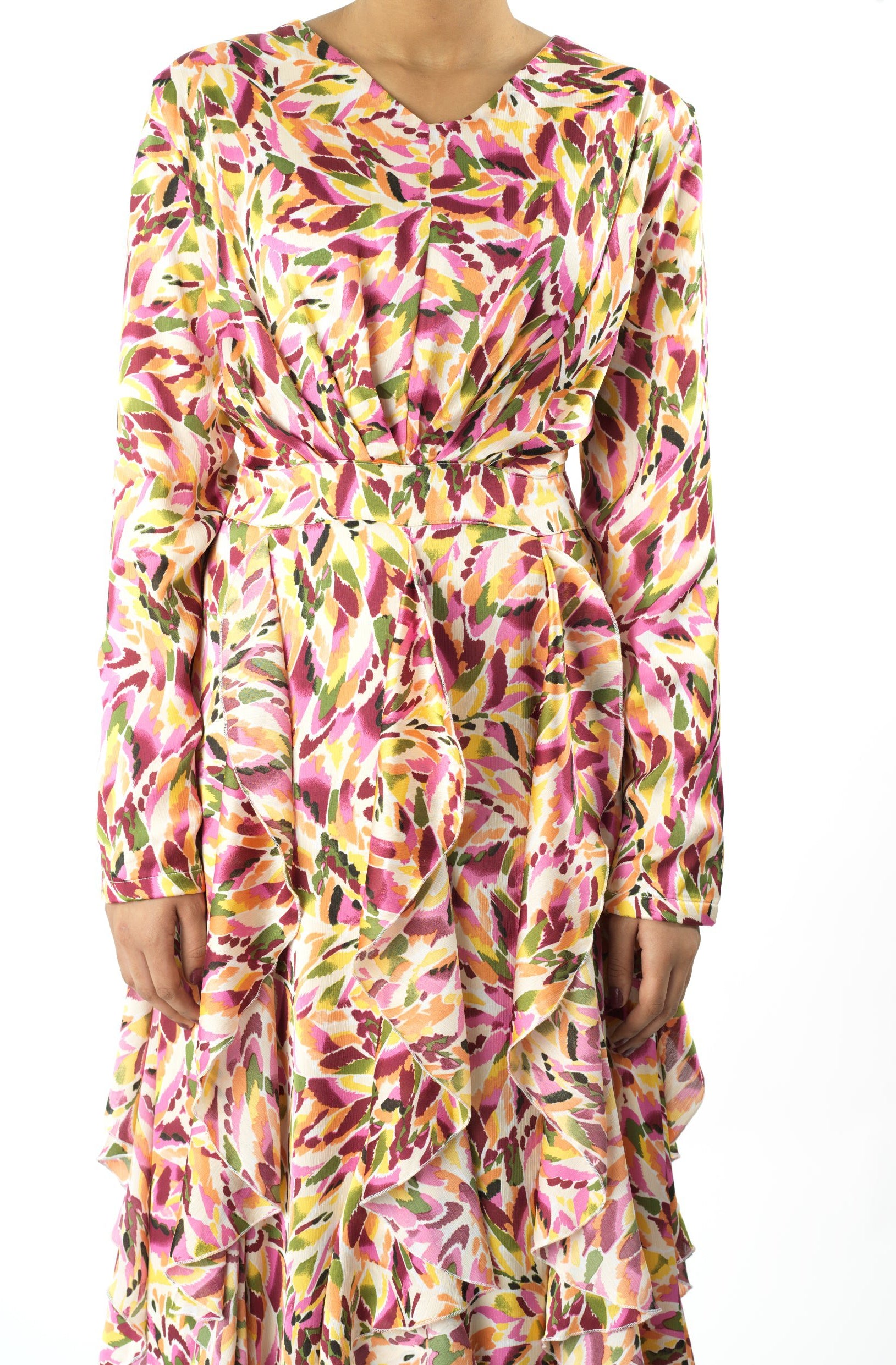 Aaliya abstract art Ruffle modest dress Kabayare