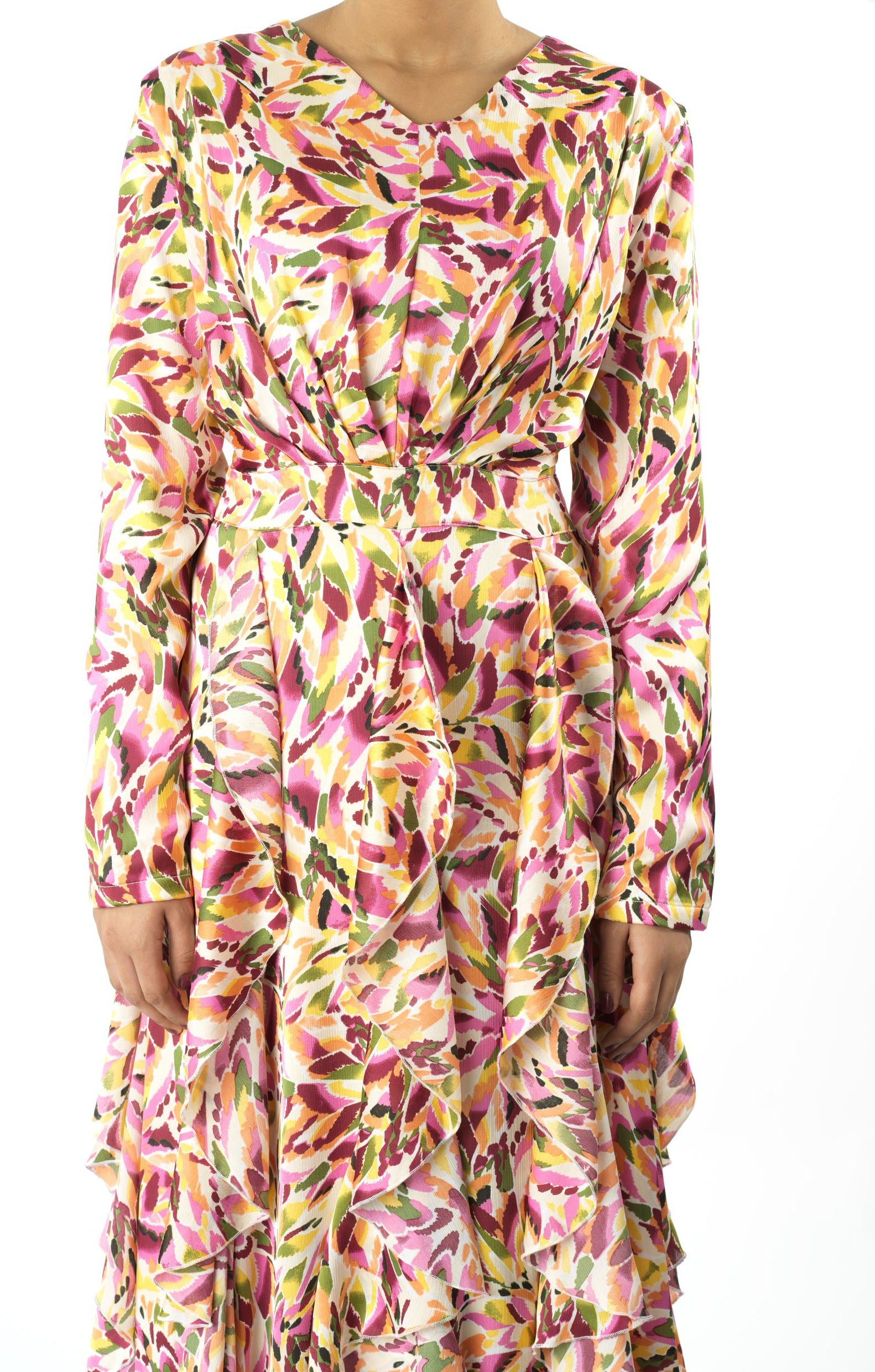 Aaliya abstract art Ruffle modest dress Kabayare