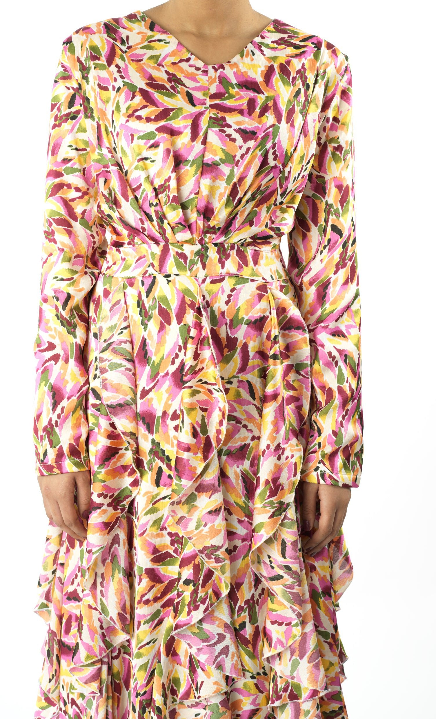 Aaliya abstract art Ruffle modest dress Kabayare