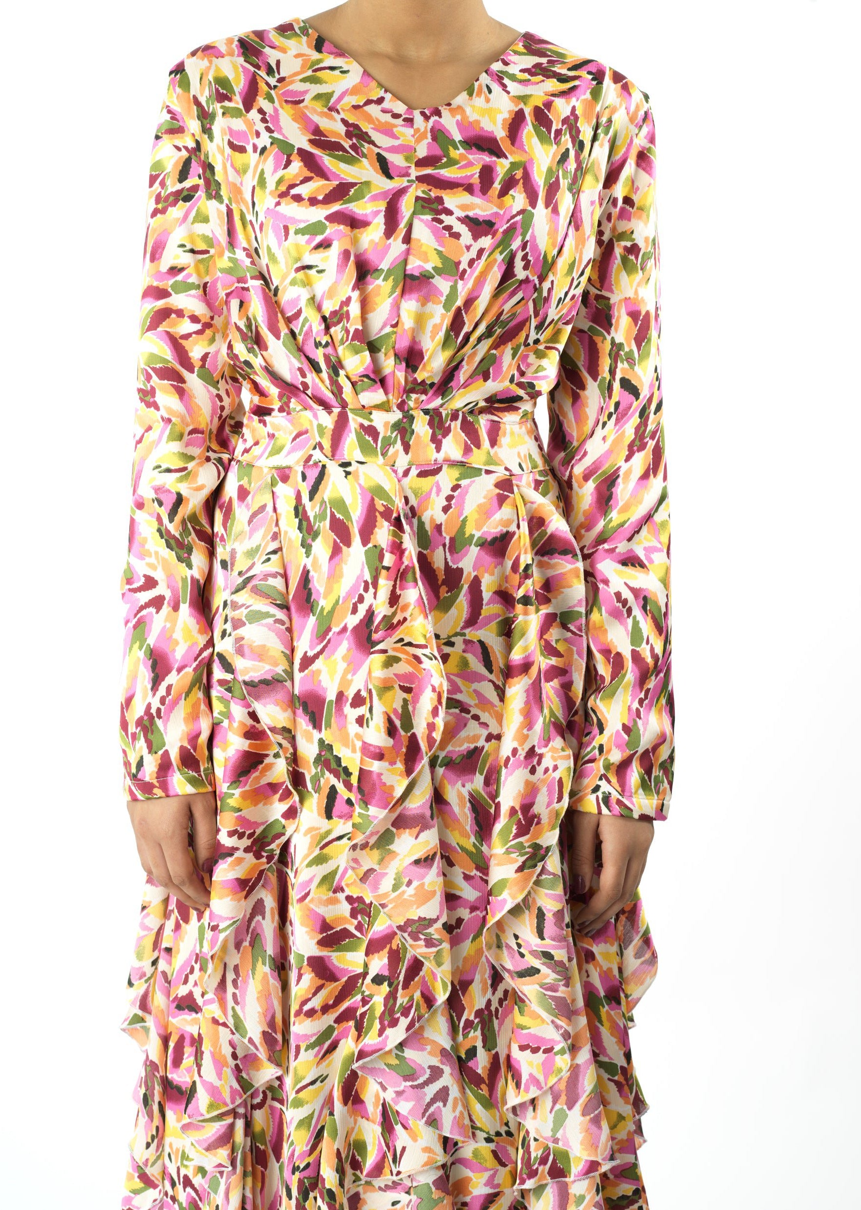 Aaliya abstract art Ruffle modest dress Kabayare