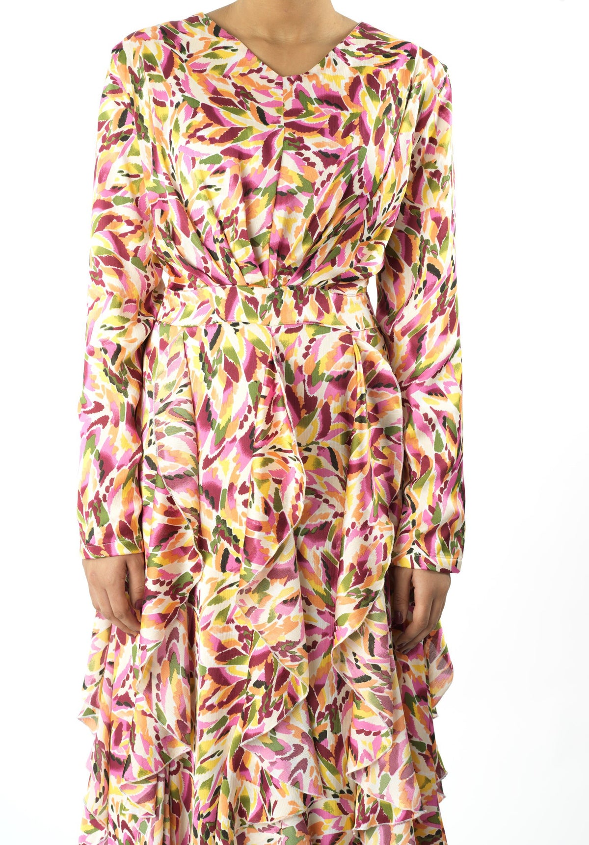Aaliya abstract art Ruffle modest dress Kabayare