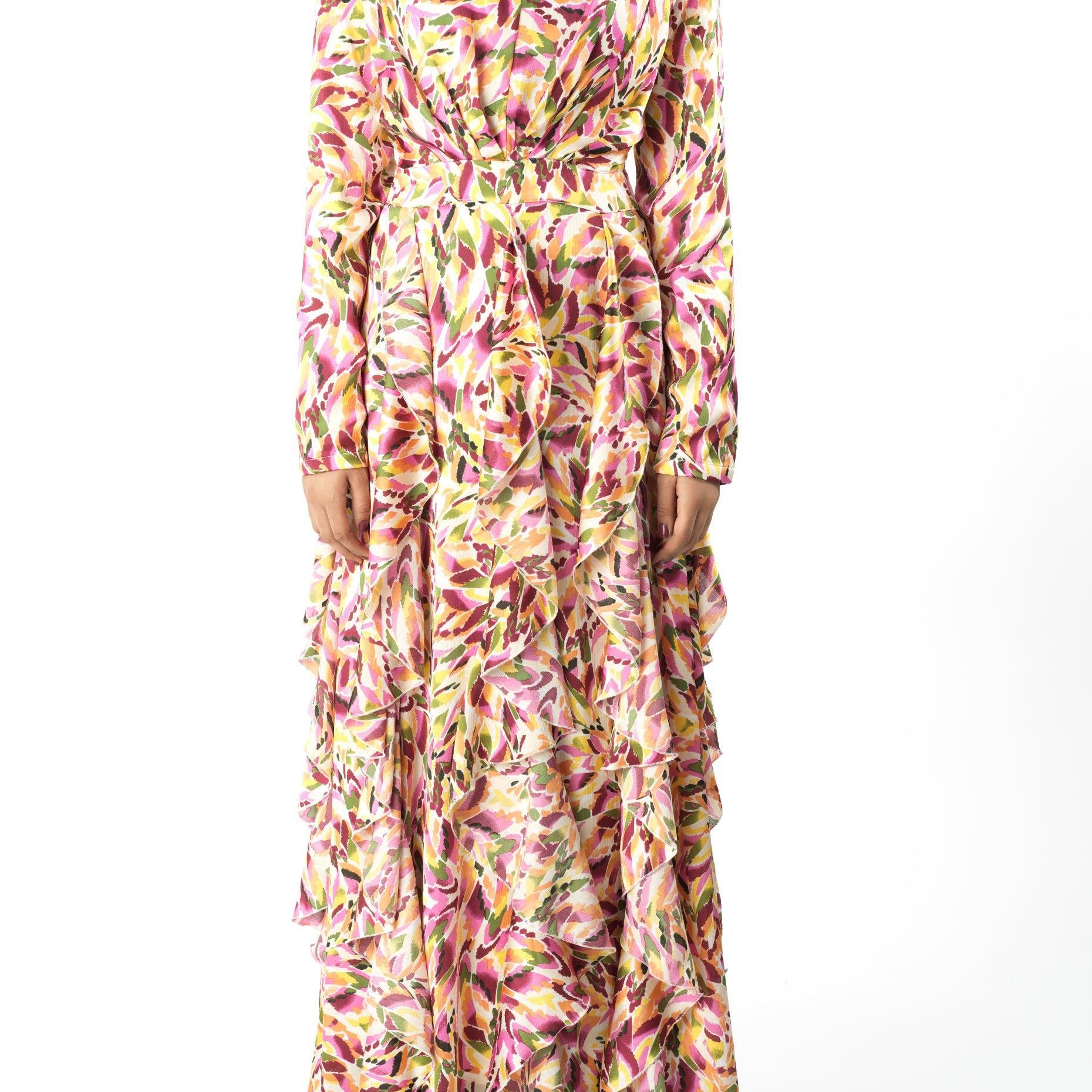 Aaliya abstract art Ruffle modest dress Kabayare