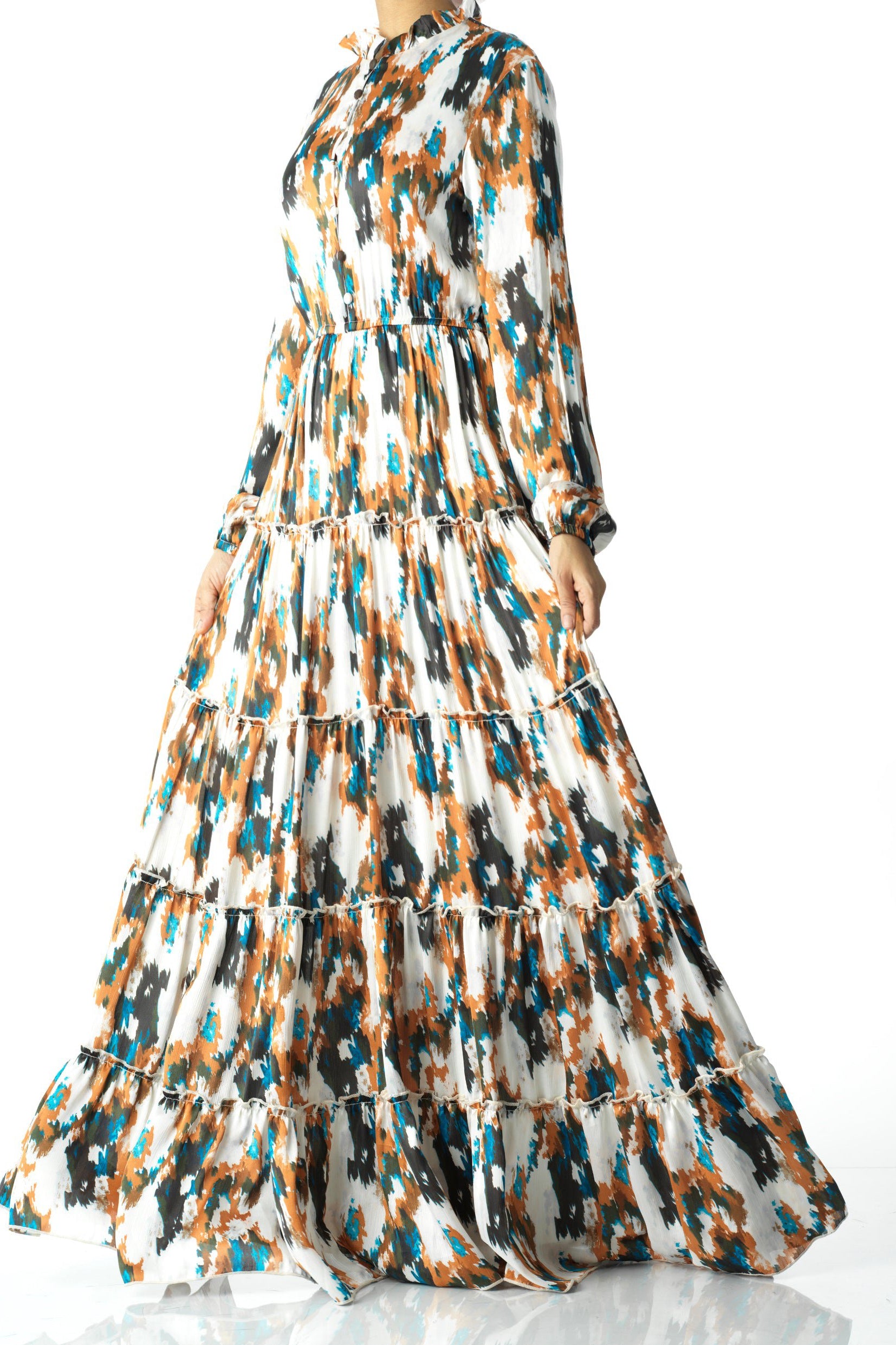 Alexandra Anitta tiered chiffon maxi dress Kabayare